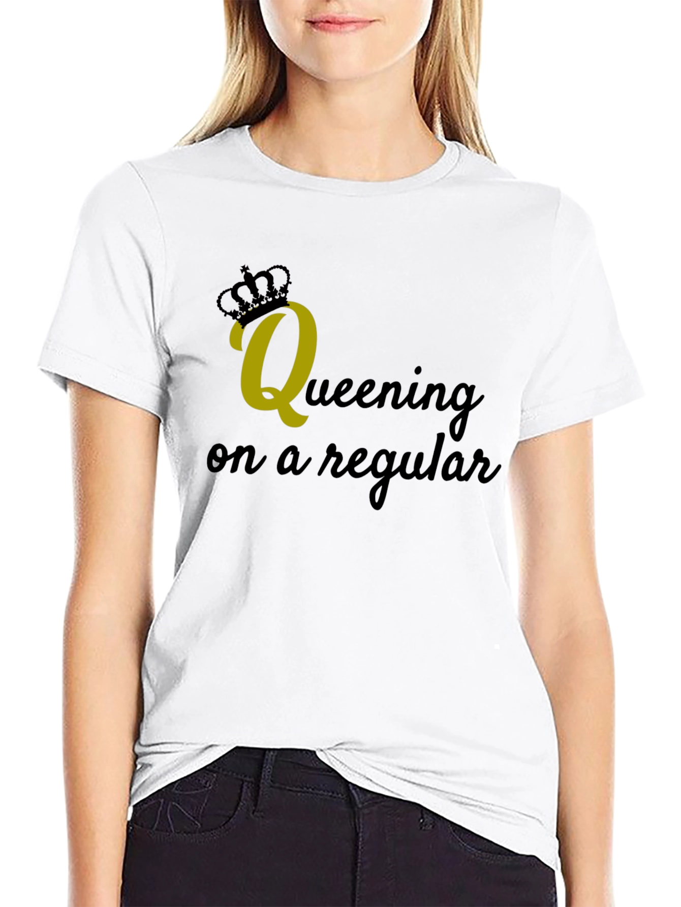 Queening on a Regular Black Graphic Tee