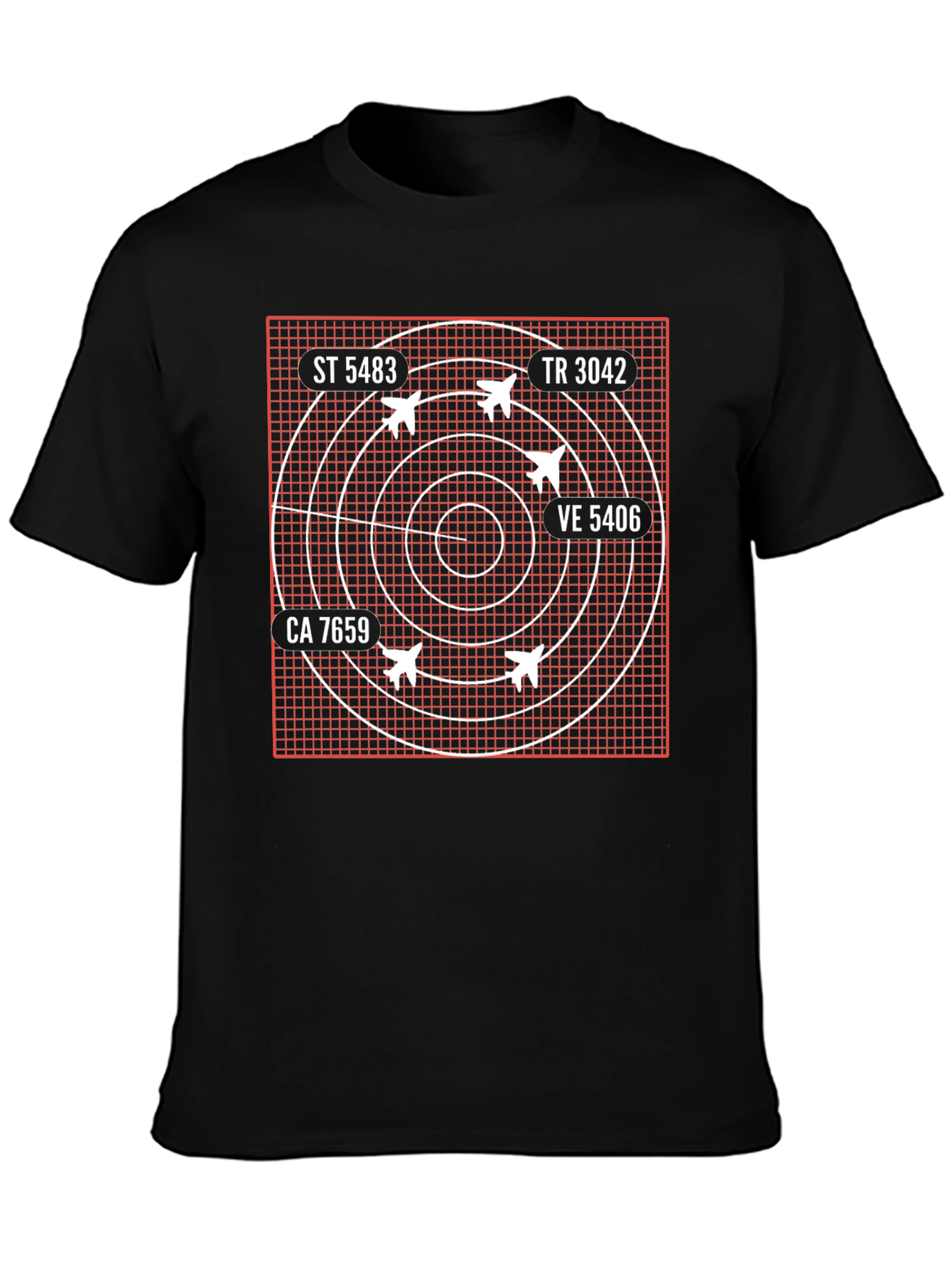 Radar Screen Aircraft Black T-Shirt