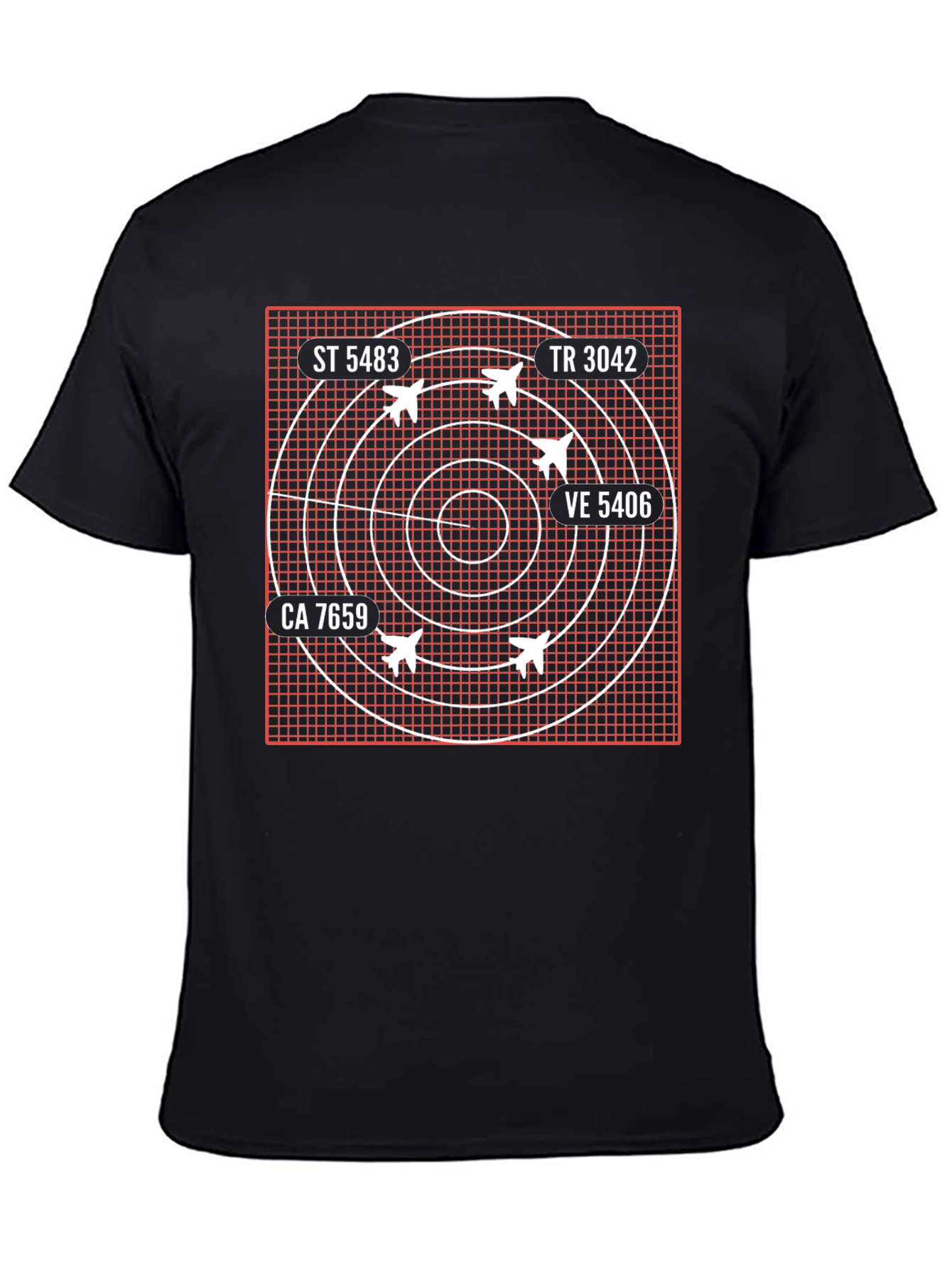 Radar Screen Aircraft Black T-Shirt