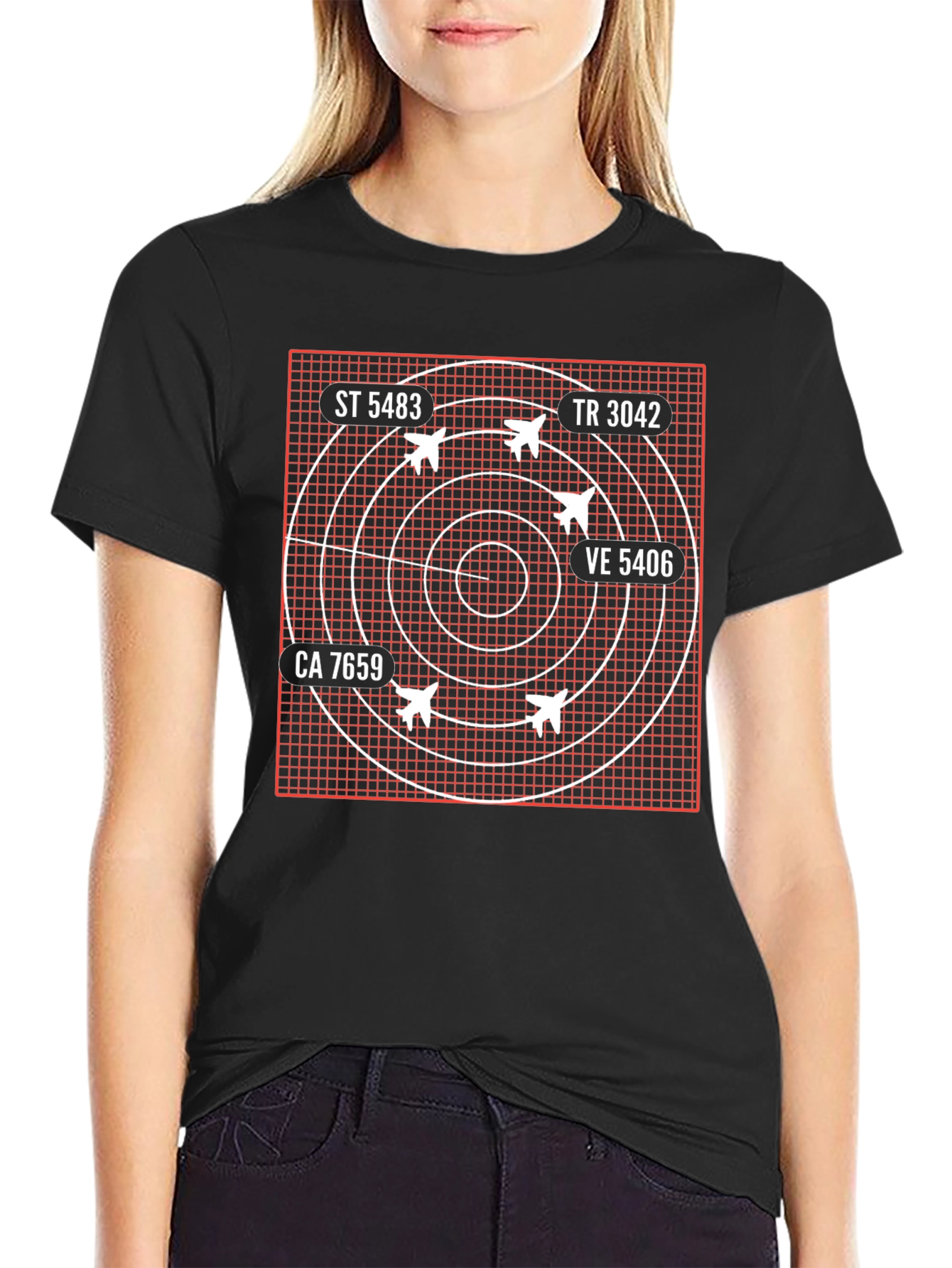 Radar Screen Aircraft Black T-Shirt