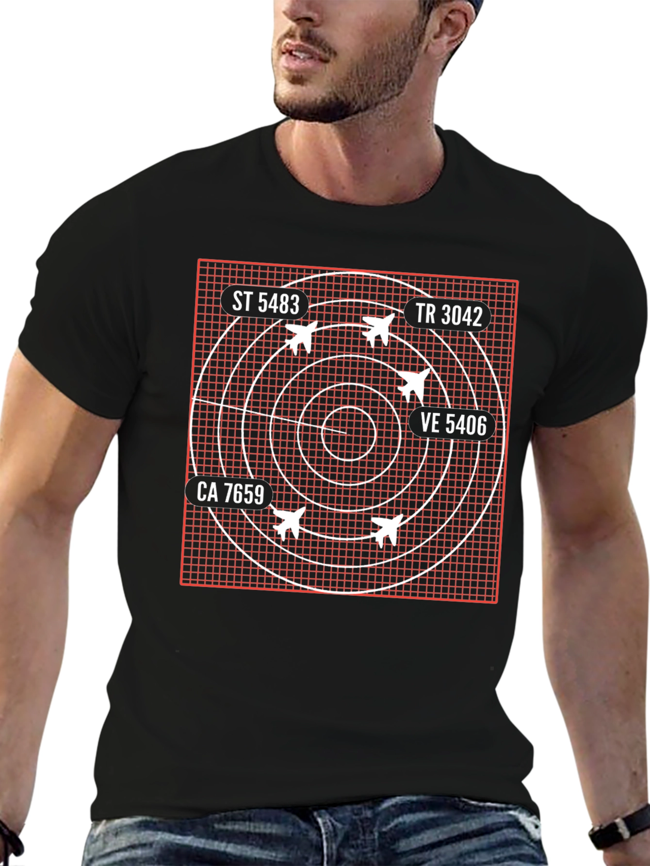 Radar Screen Aircraft Black T-Shirt