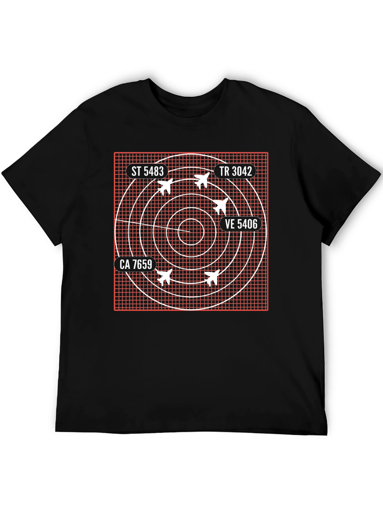 Radar Screen Aircraft Black T-Shirt