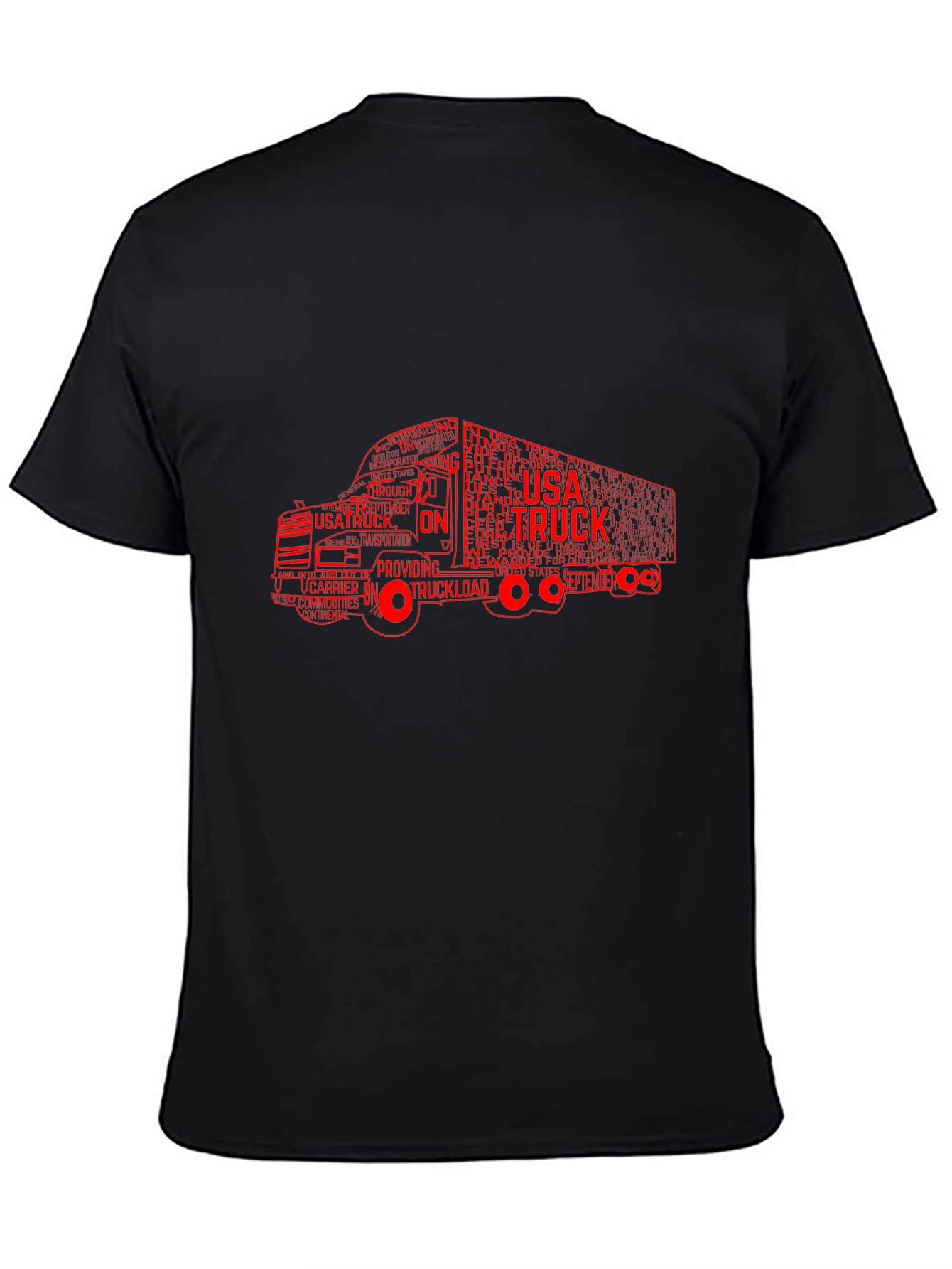 USA Trucking Word Art Black T-Shirt