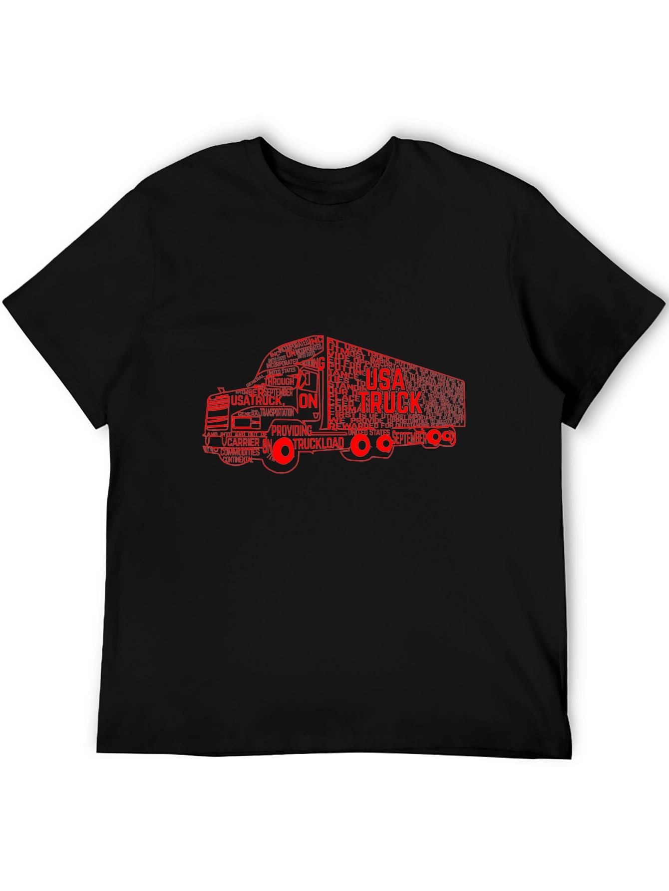 USA Trucking Word Art Black T-Shirt