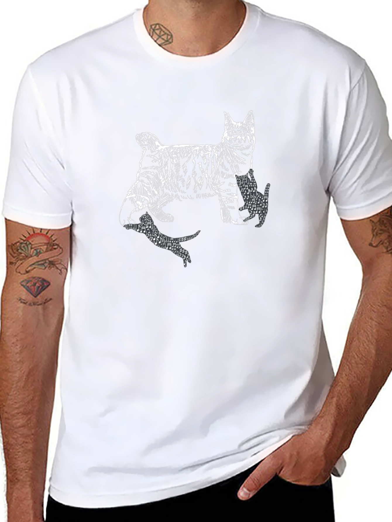 Cool Cat Graphic Tee - Black