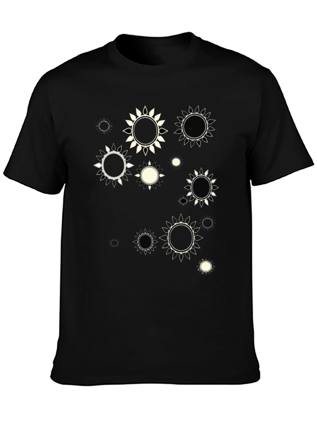 Abstract Sun Print Black T-Shirt