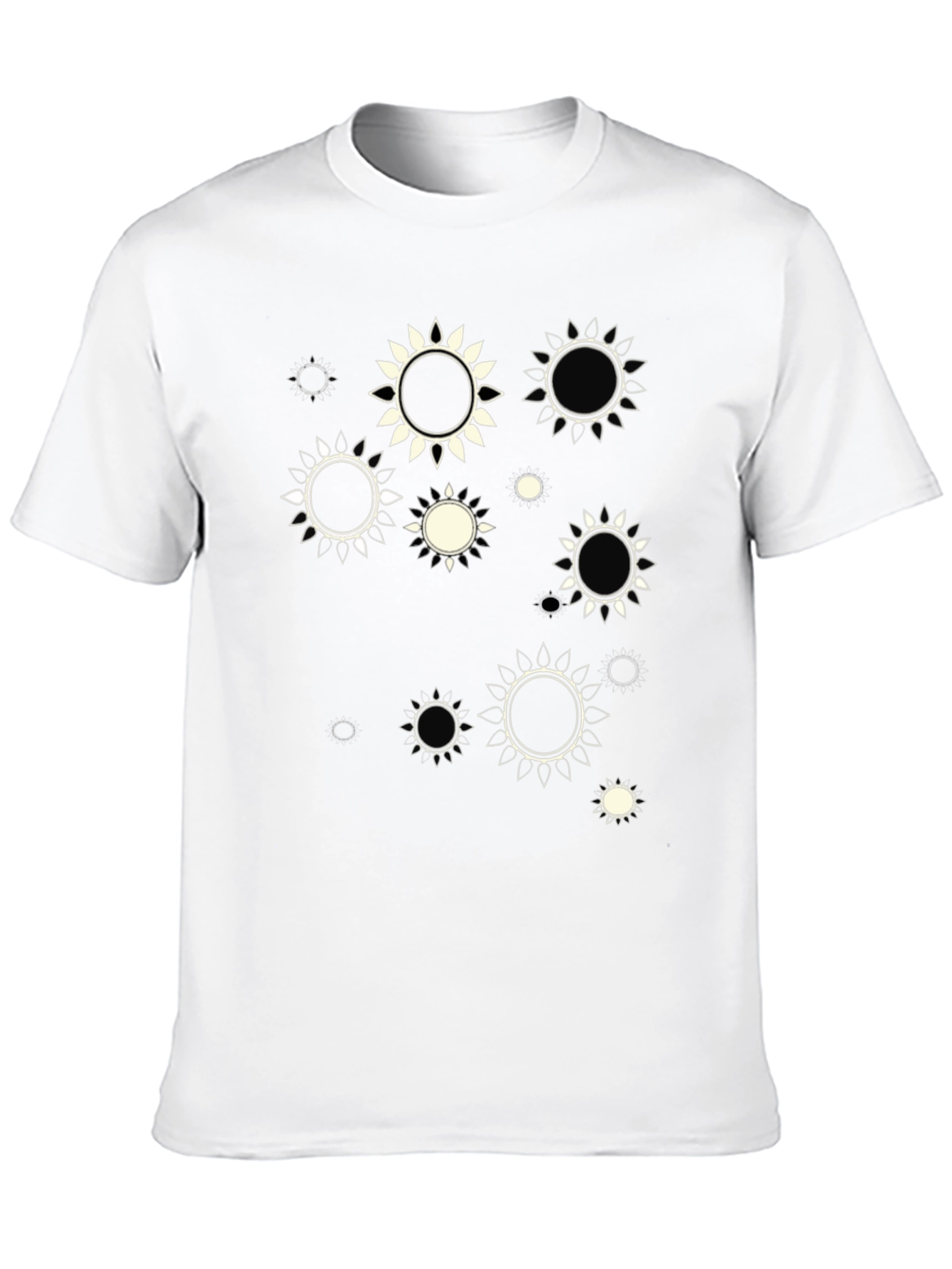 Abstract Sun Print Black T-Shirt