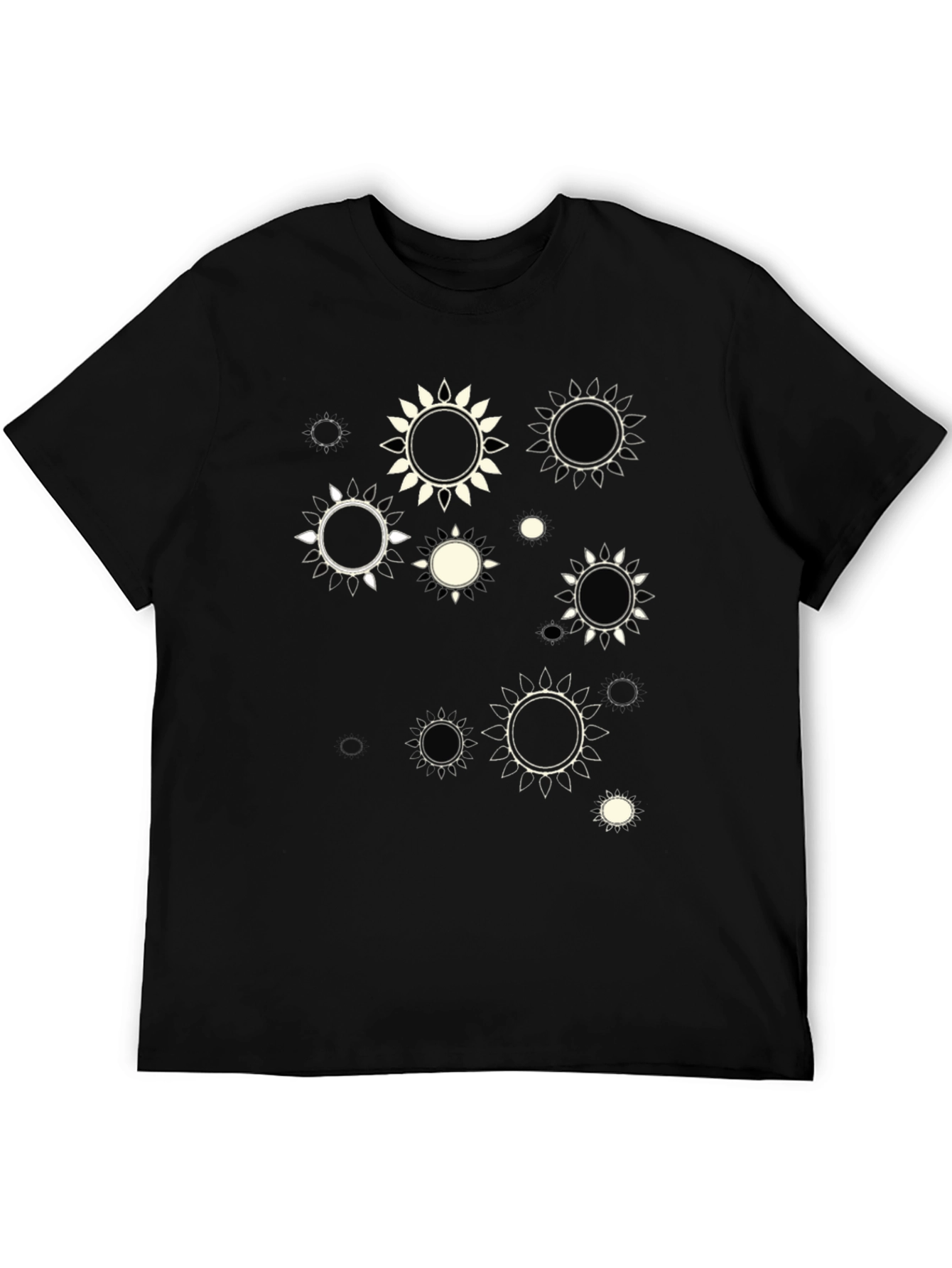 Abstract Sun Print Black T-Shirt