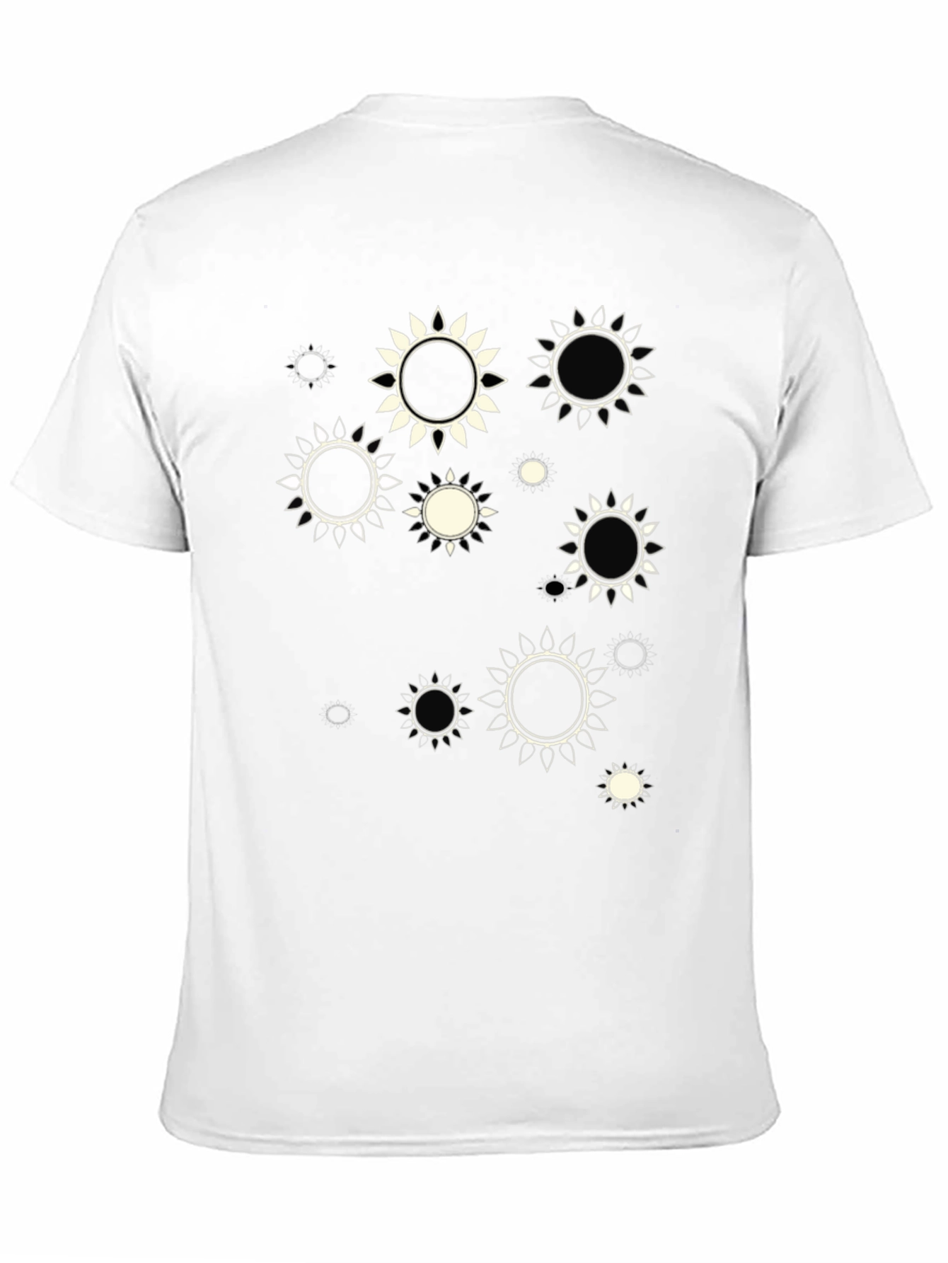 Abstract Sun Print Black T-Shirt