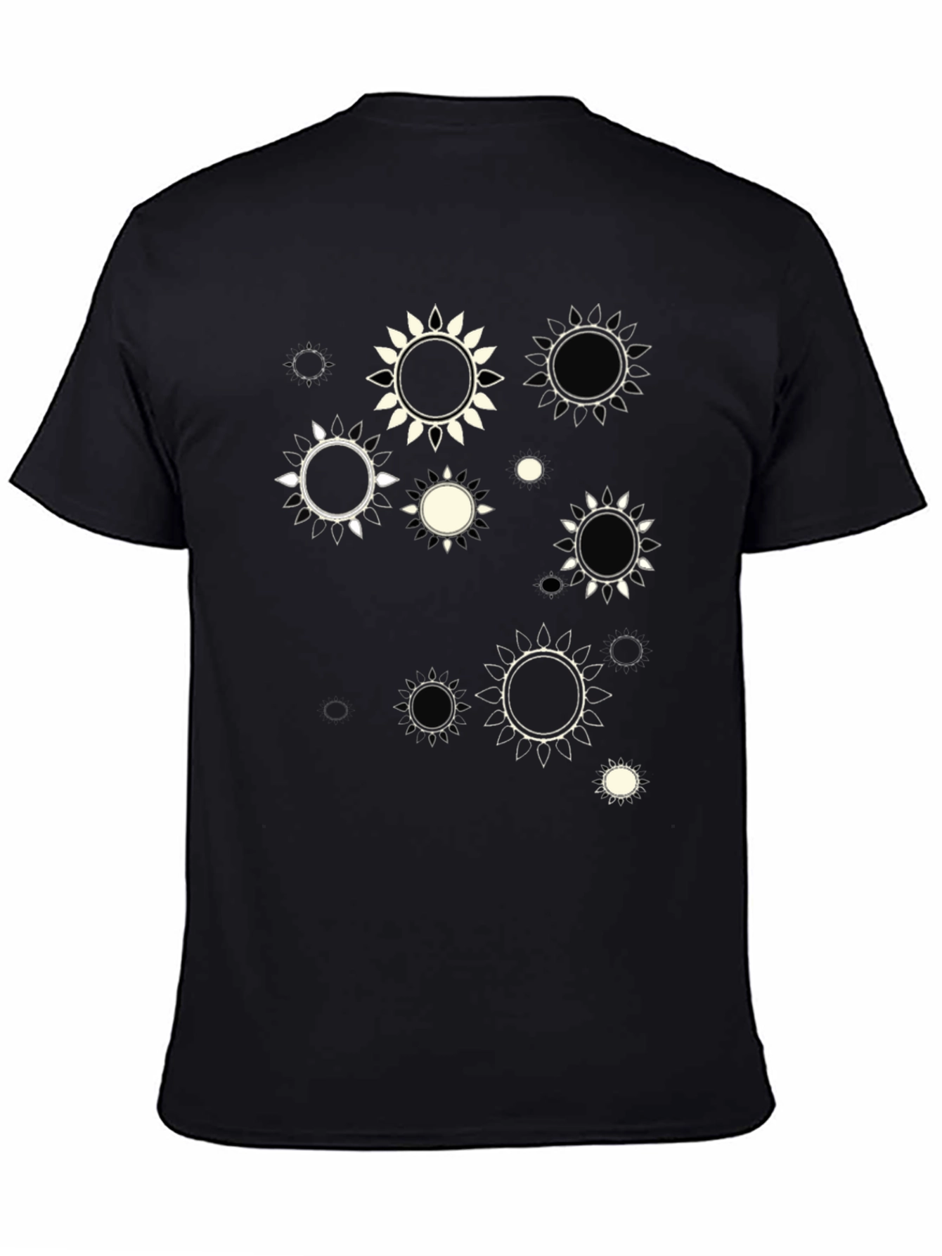 Abstract Sun Print Black T-Shirt