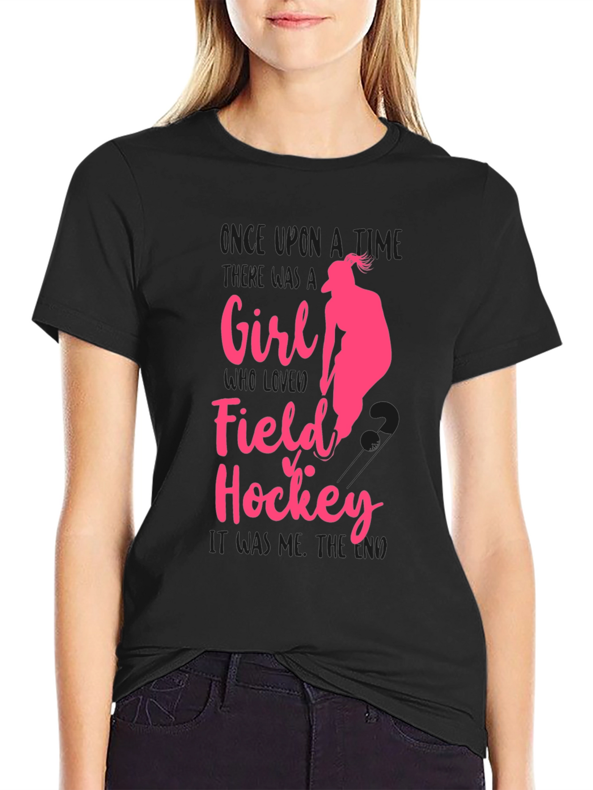Field Hockey Girl T-Shirt - Pink Graphic Tee