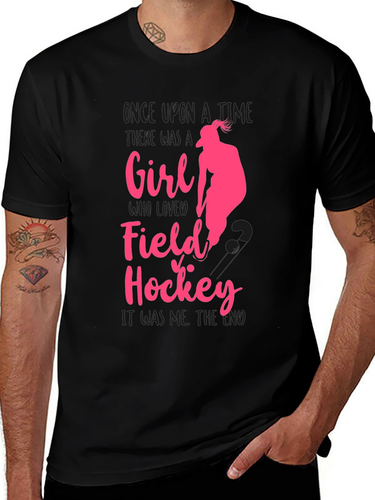 Field Hockey Girl T-Shirt - Pink Graphic Tee