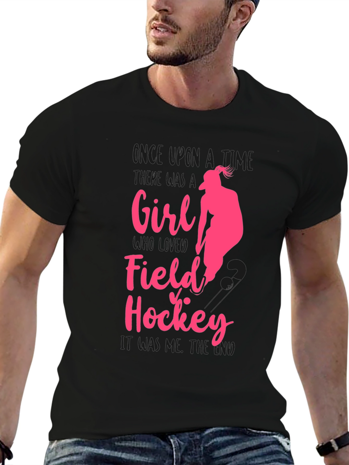 Field Hockey Girl T-Shirt - Pink Graphic Tee