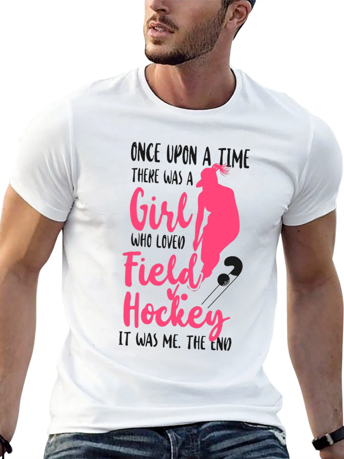 Field Hockey Girl T-Shirt - Pink Graphic Tee