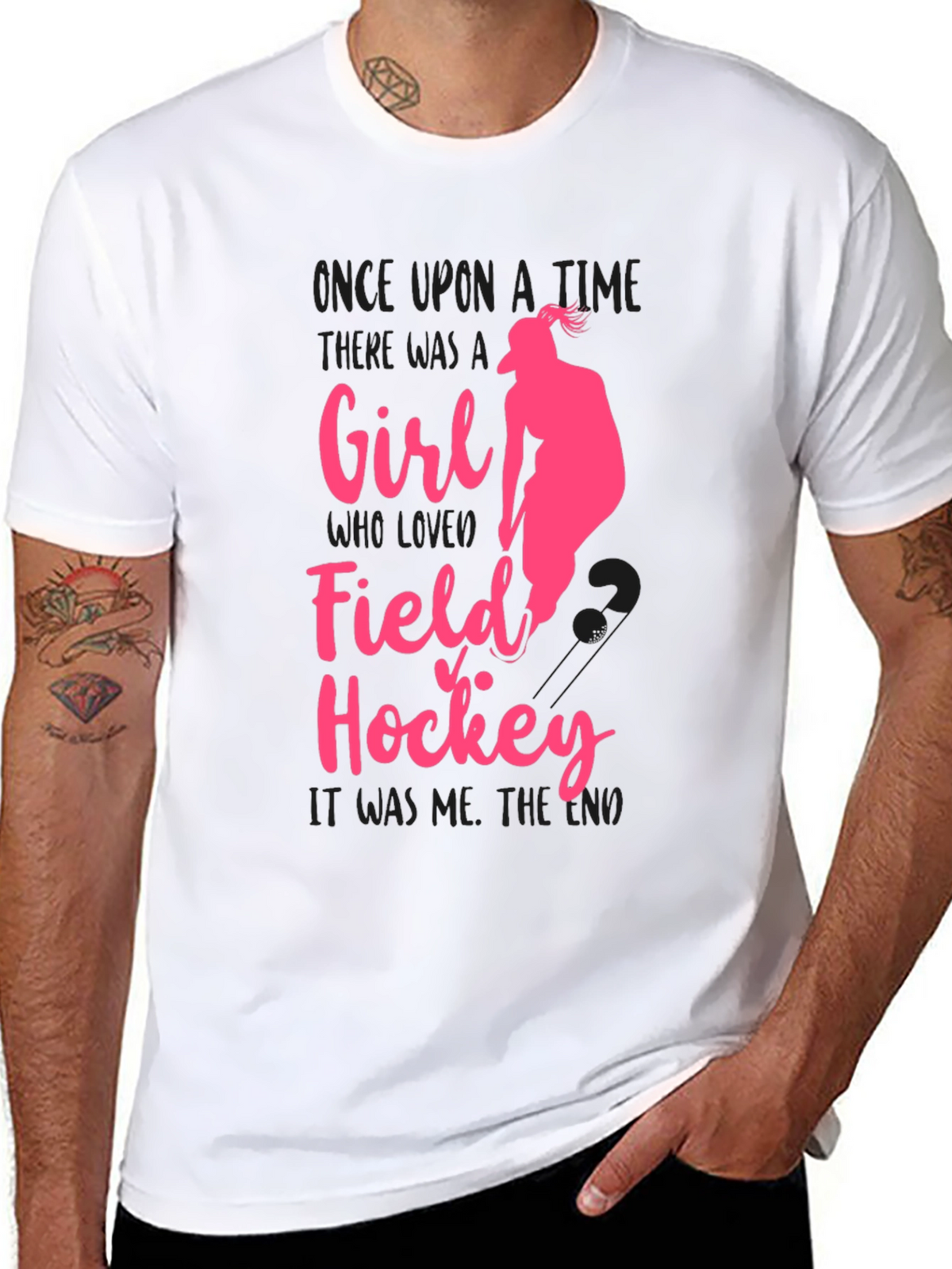 Field Hockey Girl T-Shirt - Pink Graphic Tee