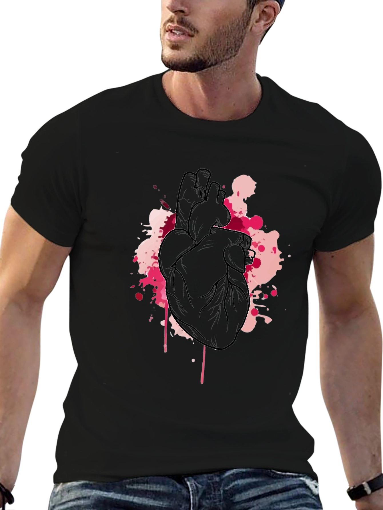 Anatomical Heart Black Tee - Artistic Design