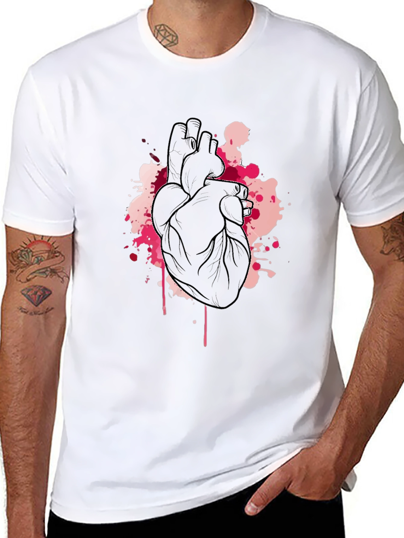 Anatomical Heart Black Tee - Artistic Design