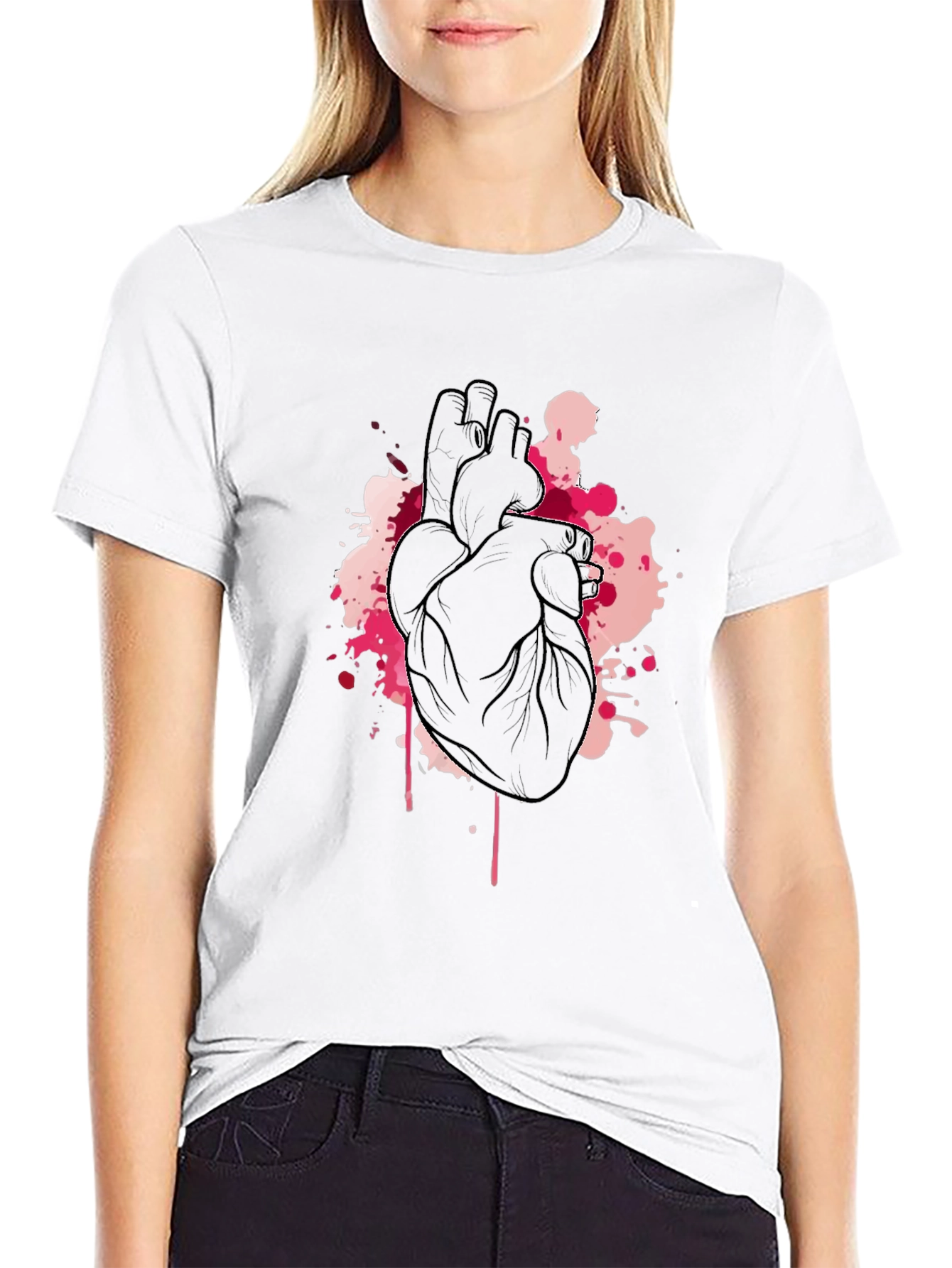 Anatomical Heart Black Tee - Artistic Design