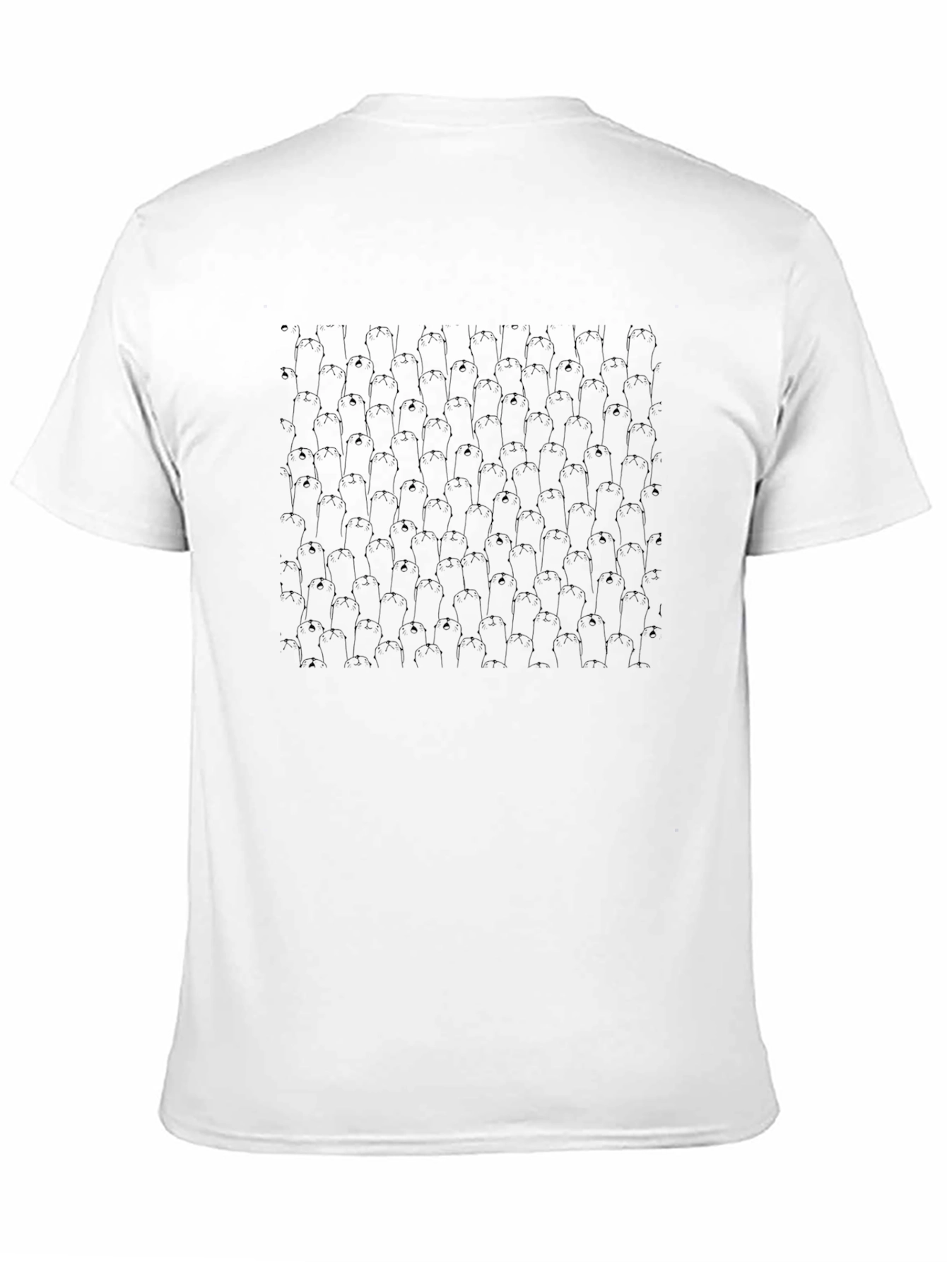 Mens Black Penguin Pattern Crewneck T-Shirt