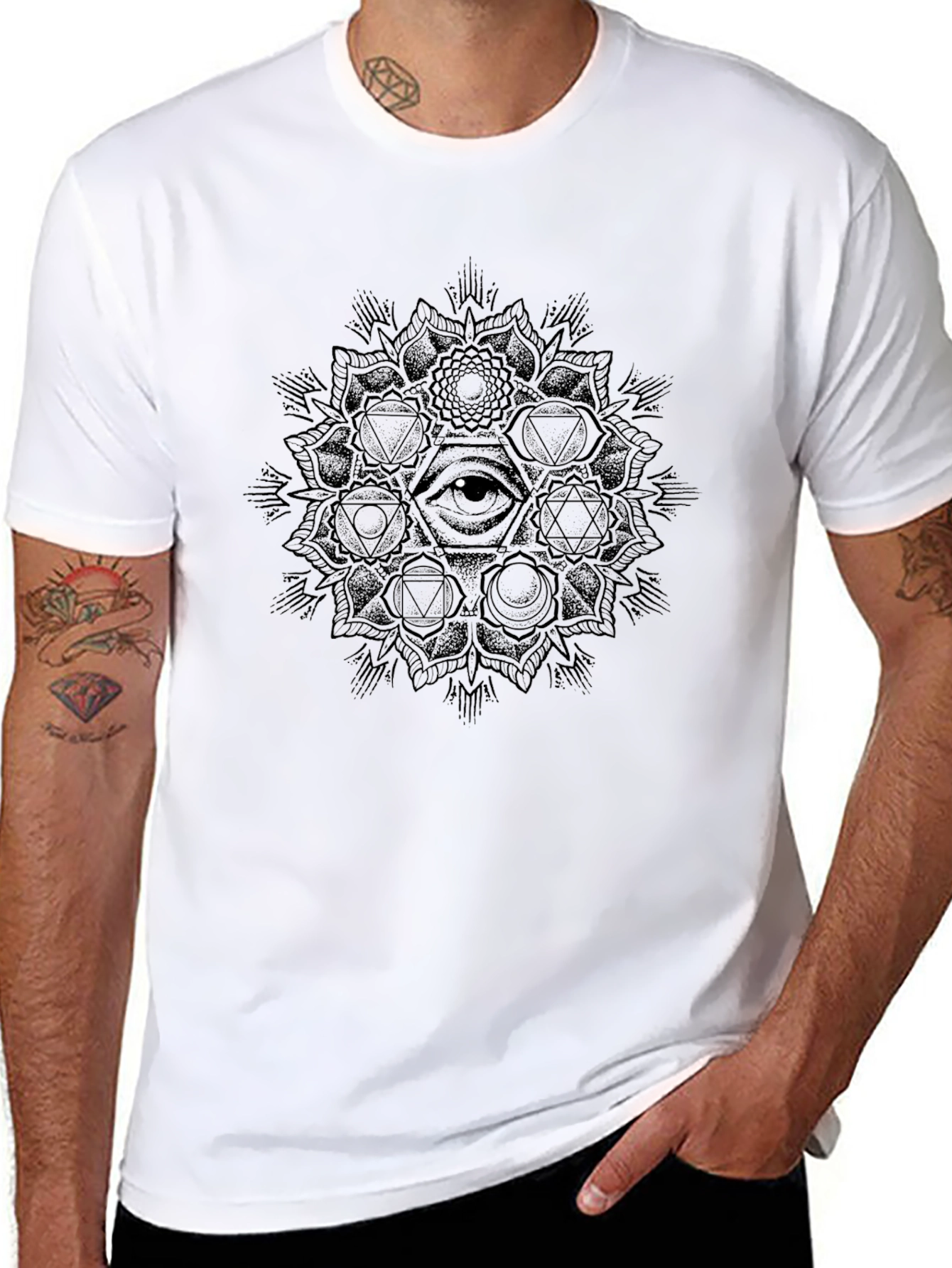Mystic Eye Mandala Mens Black T-Shirt