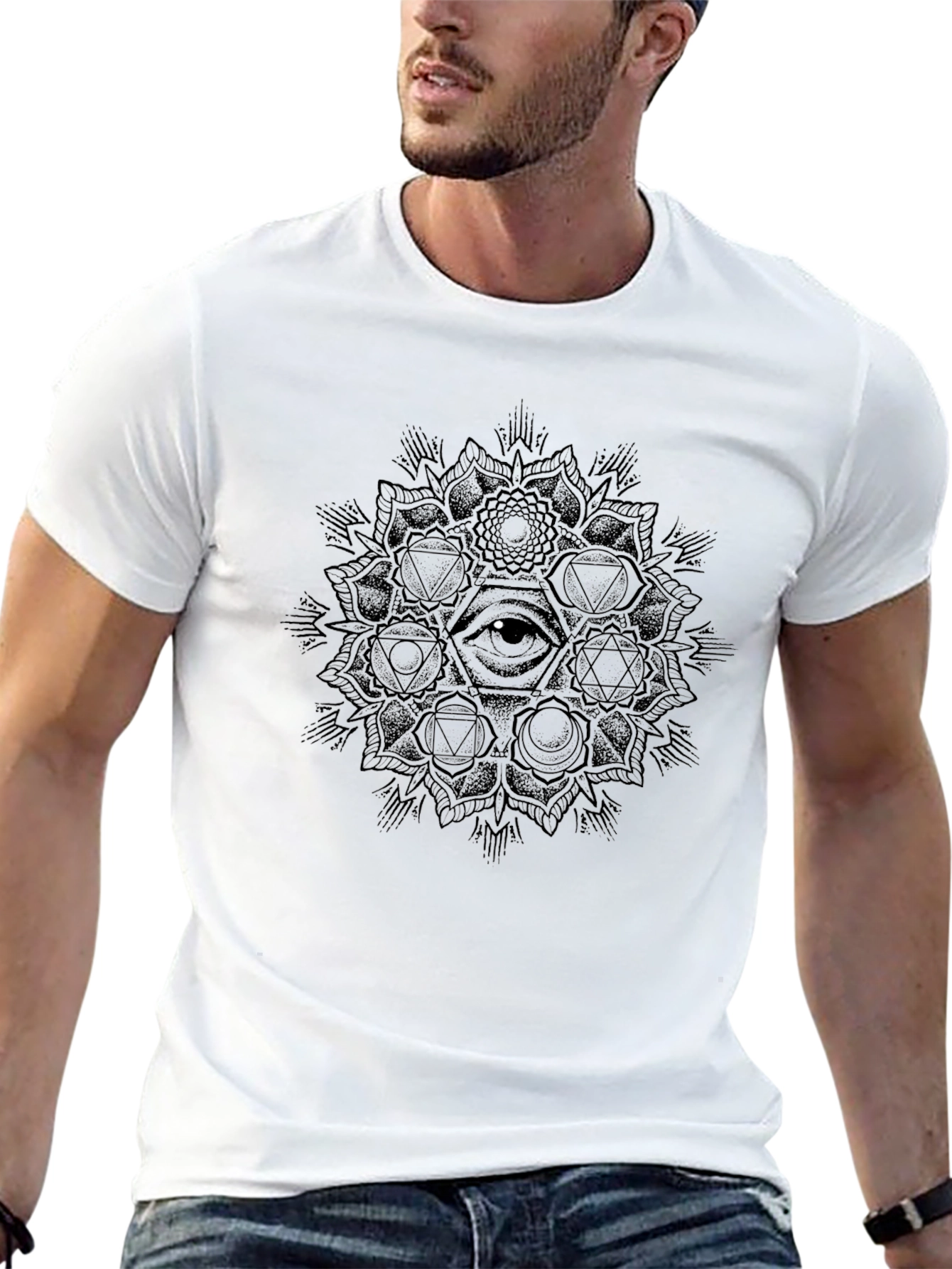Mystic Eye Mandala Mens Black T-Shirt