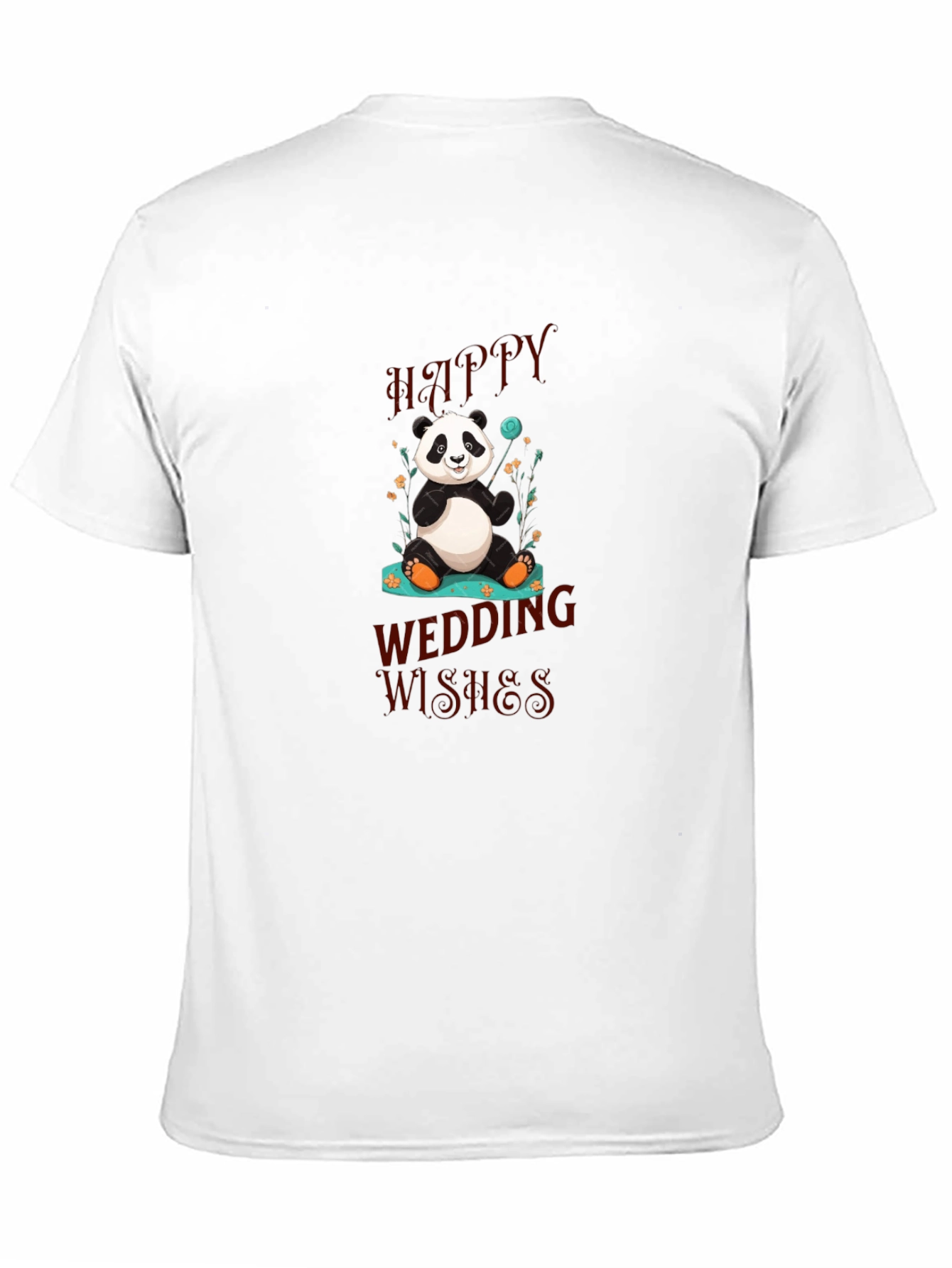 Panda Happy Wedding Wishes Black T-Shirt