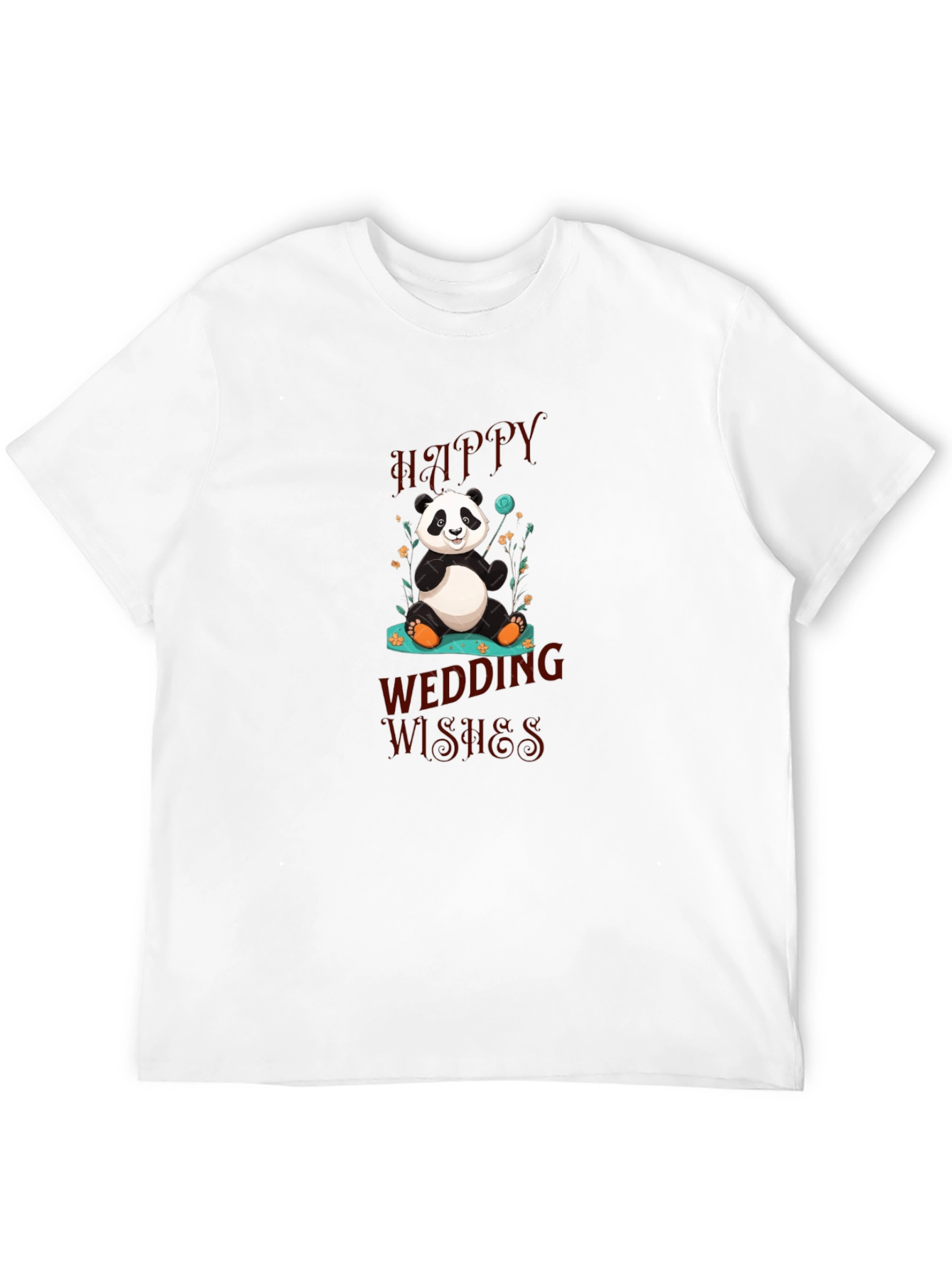 Panda Happy Wedding Wishes Black T-Shirt