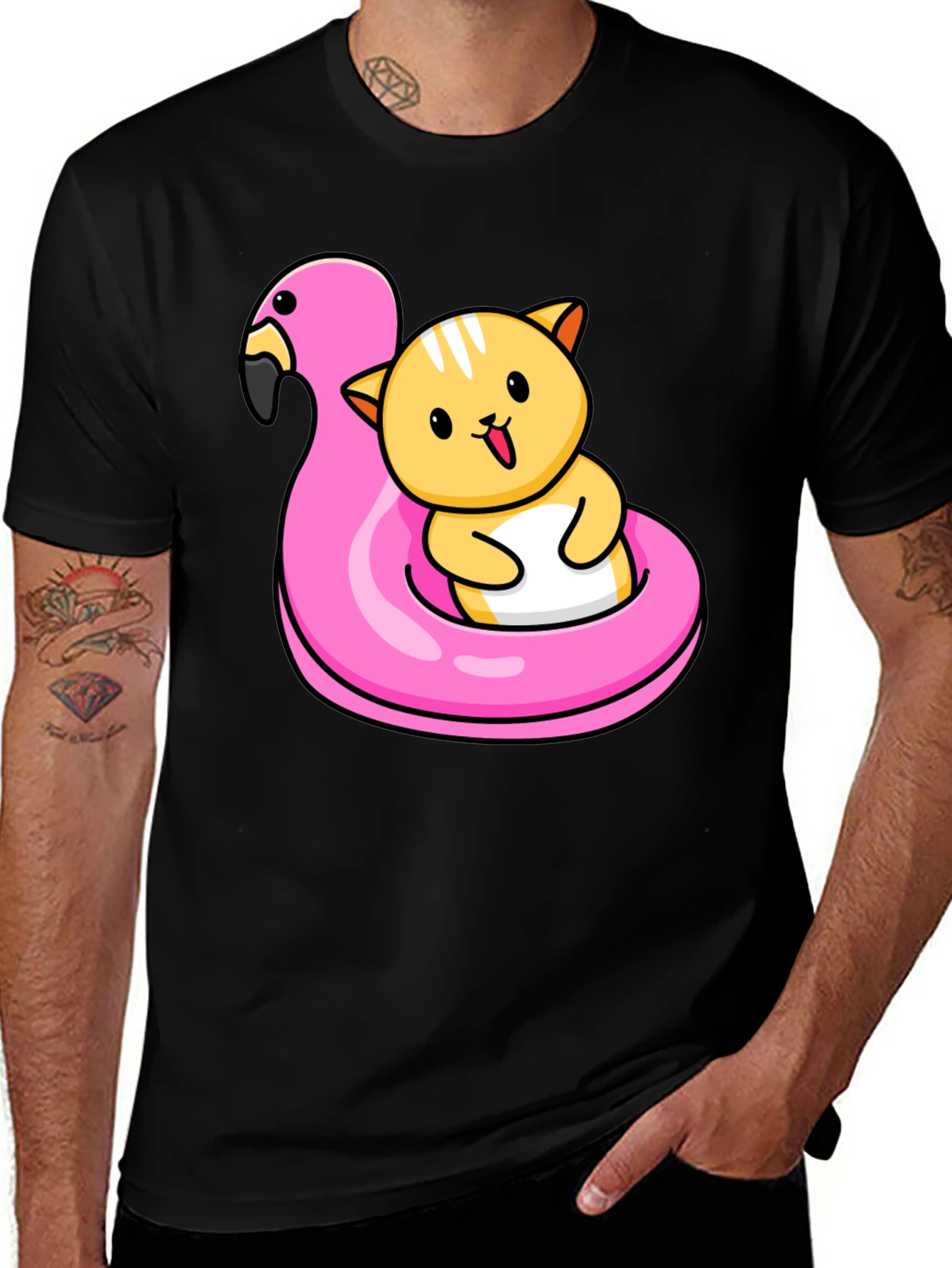 Cute Cat Flamingo Pool Float T-Shirt