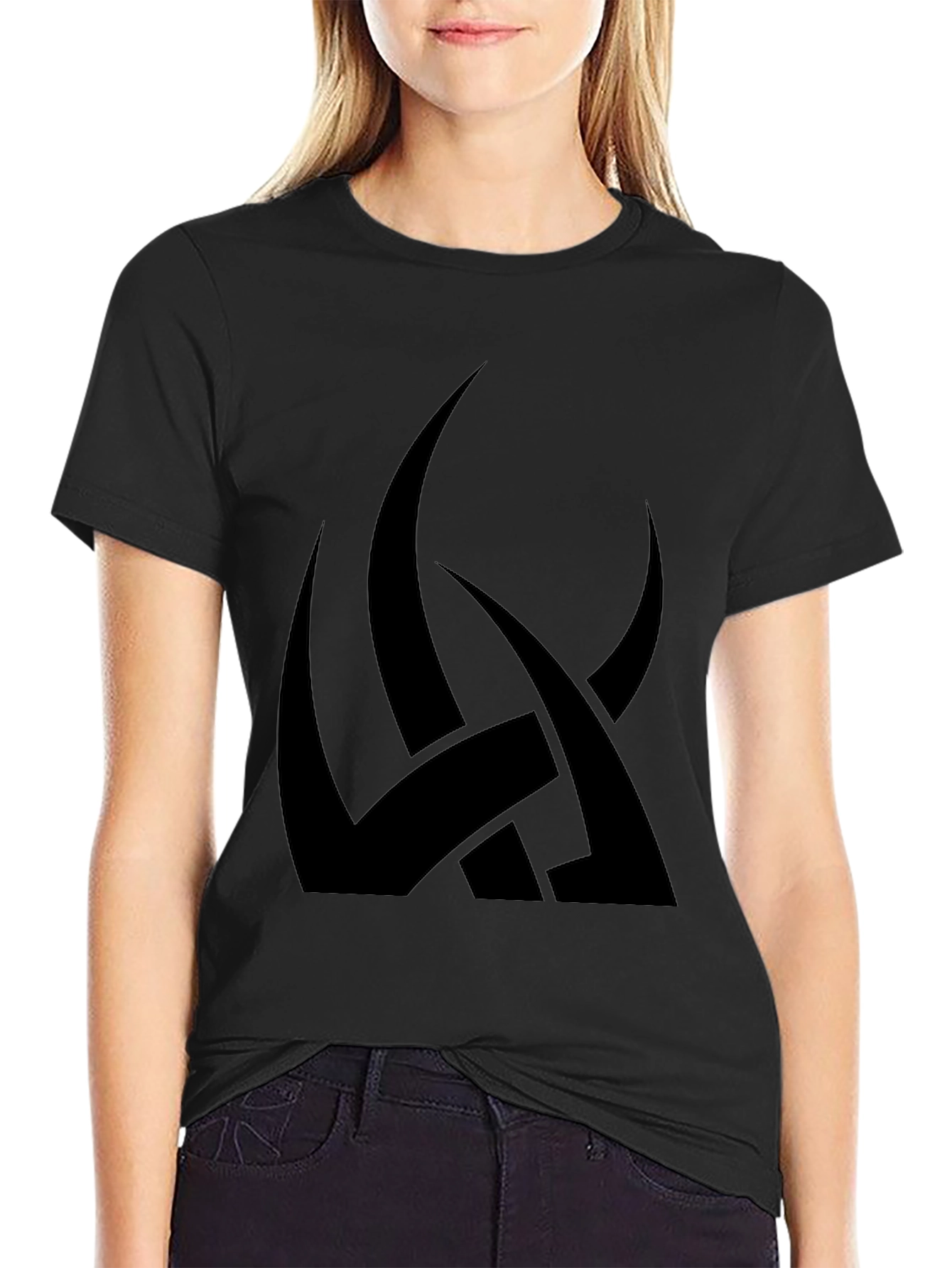 Mens Black Graphic Tee - Abstract Tribal Design