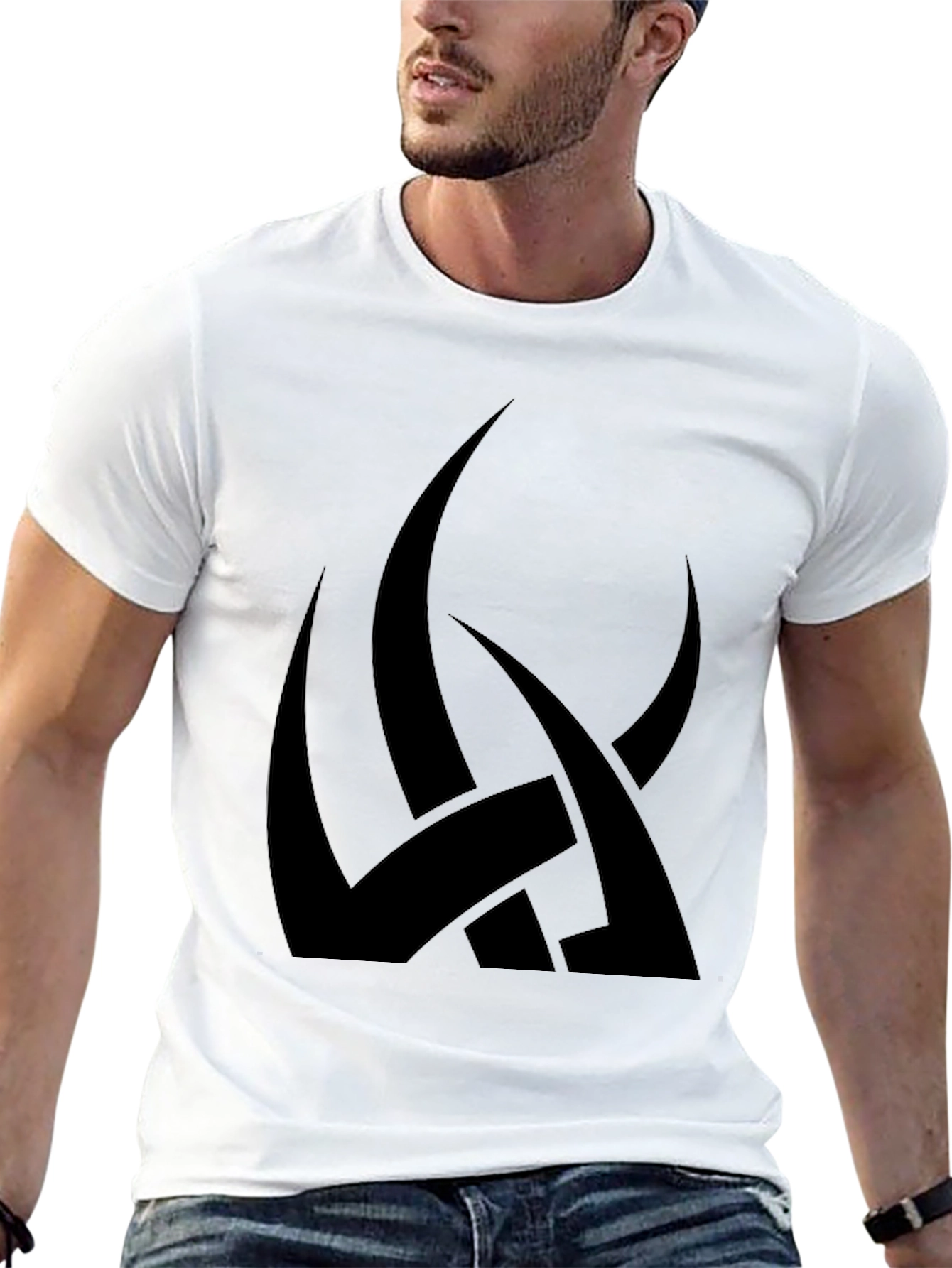 Mens Black Graphic Tee - Abstract Tribal Design