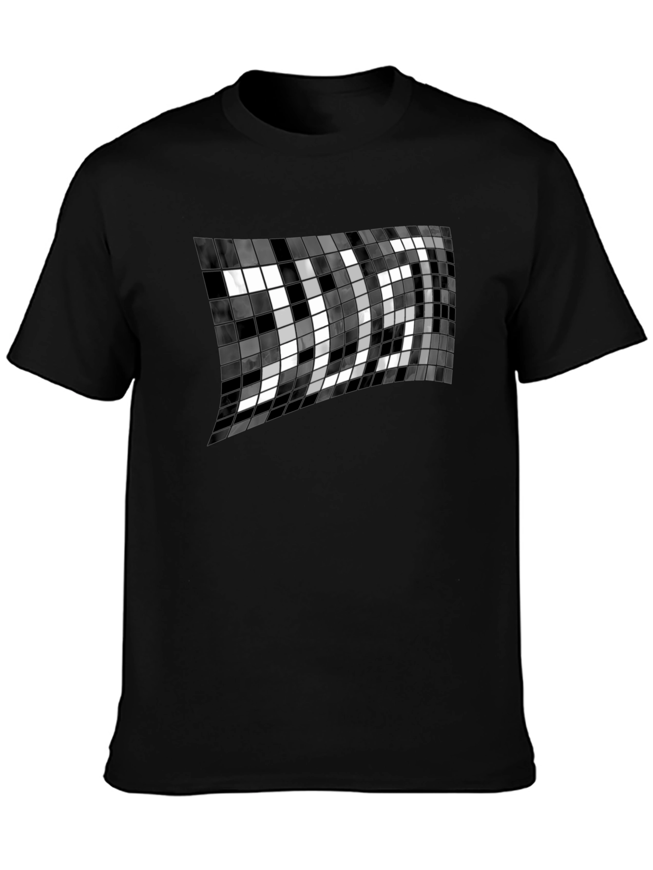 Abstract Mosaic Graphic Black T-Shirt