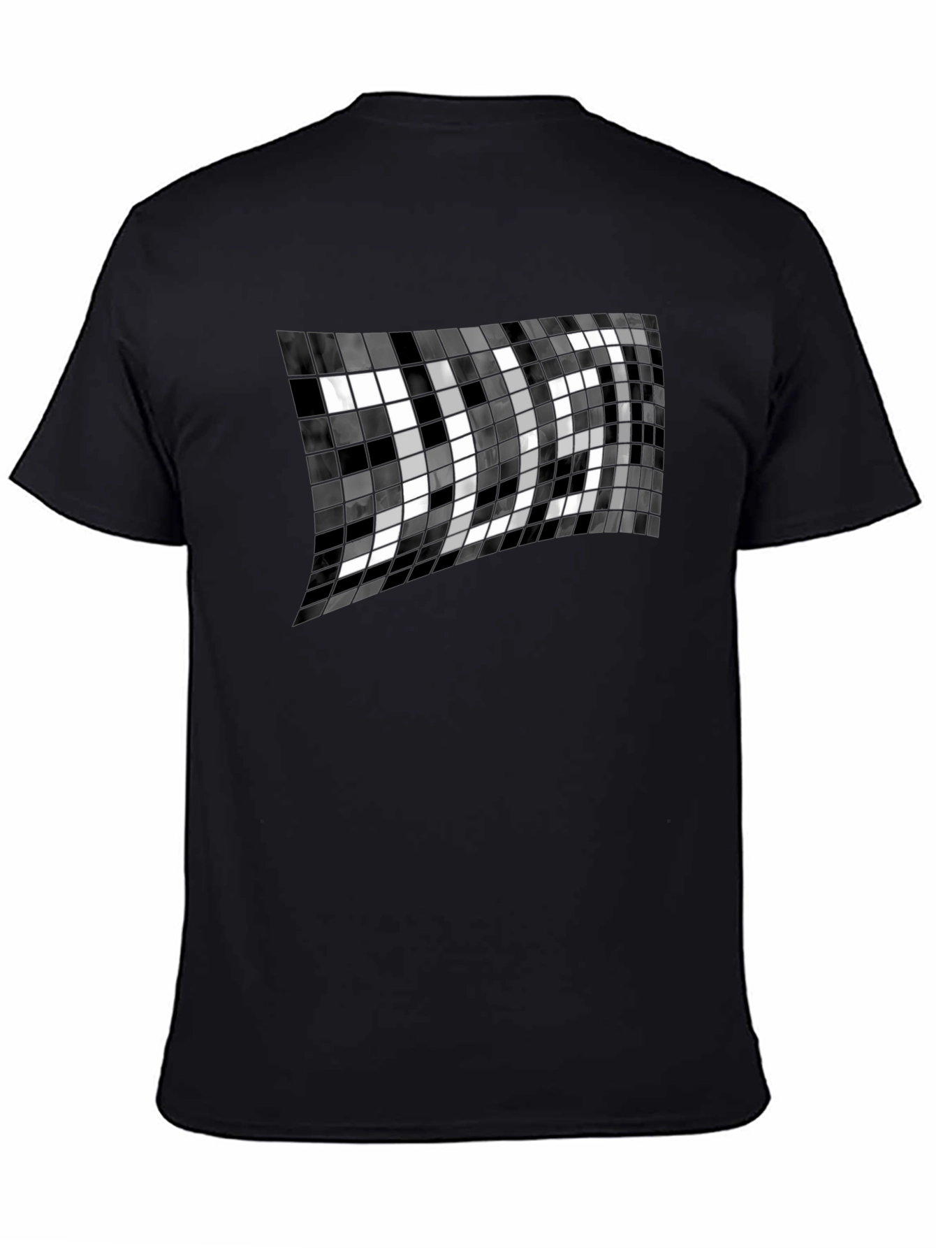 Abstract Mosaic Graphic Black T-Shirt