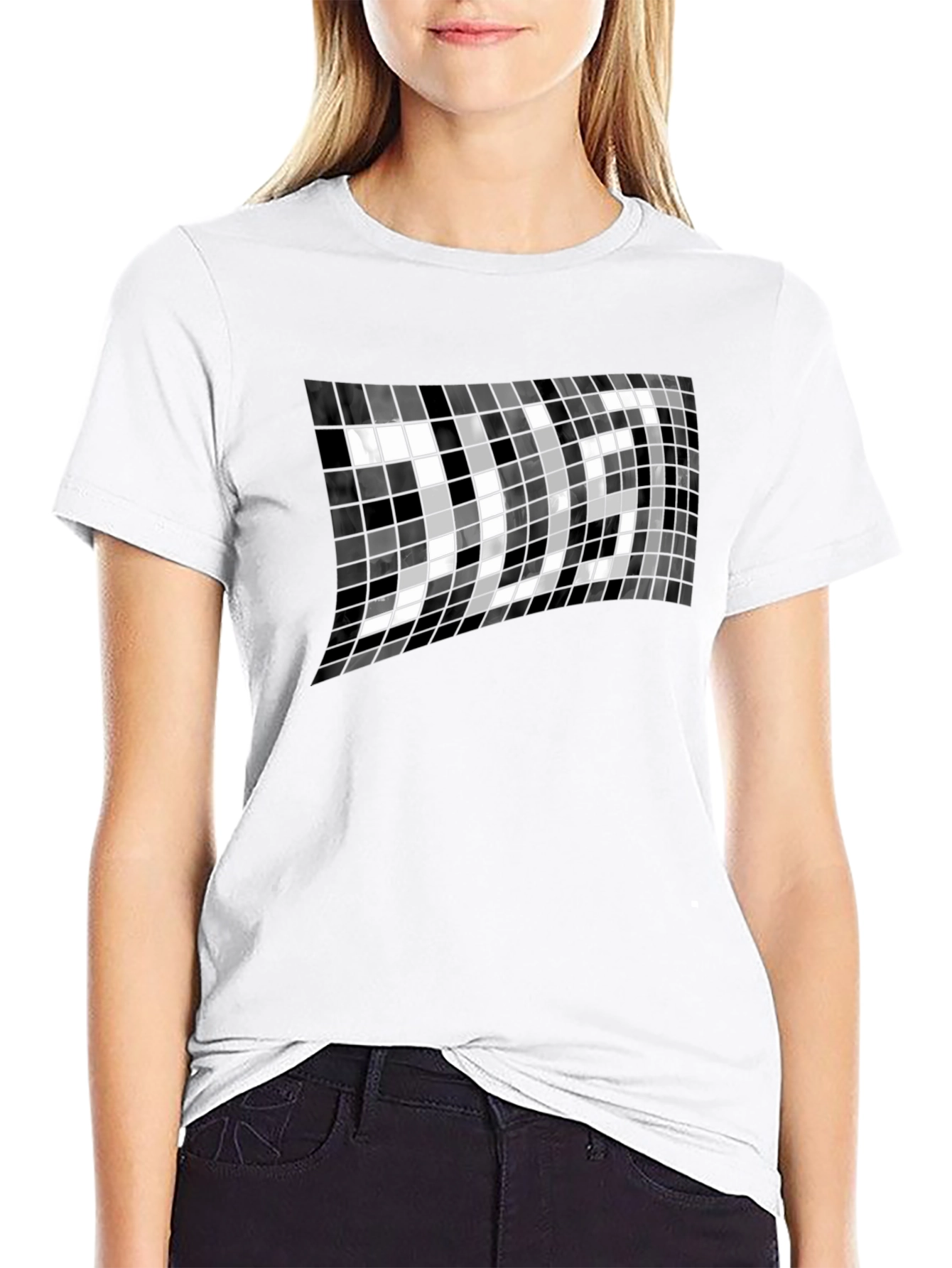 Abstract Mosaic Graphic Black T-Shirt