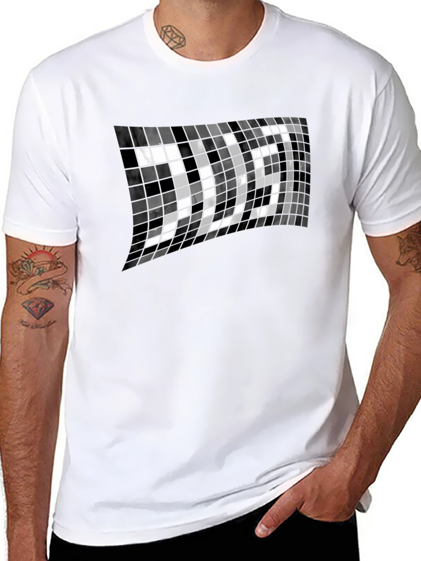 Abstract Mosaic Graphic Black T-Shirt