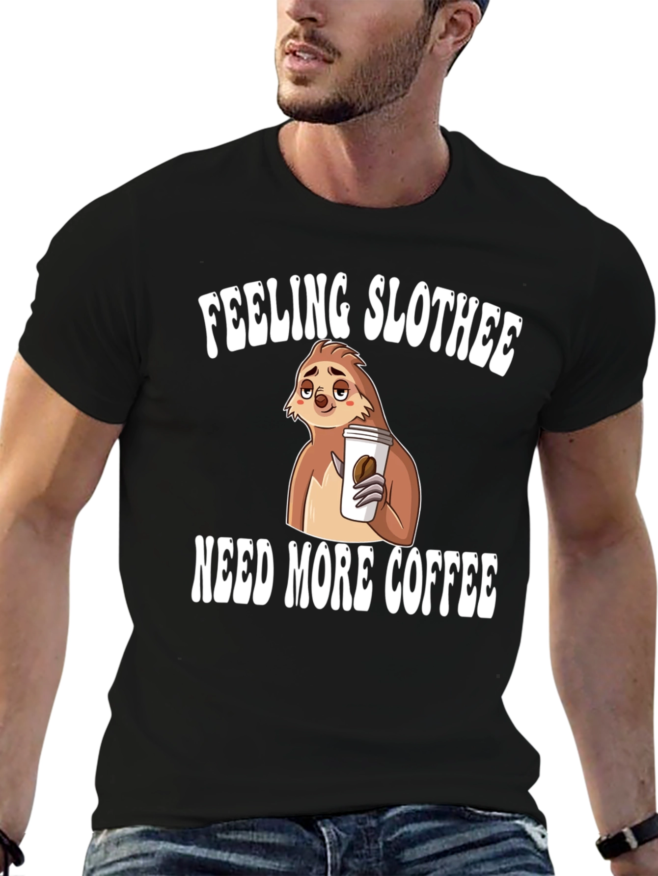 Feeling Slothee Coffee Graphic T-Shirt