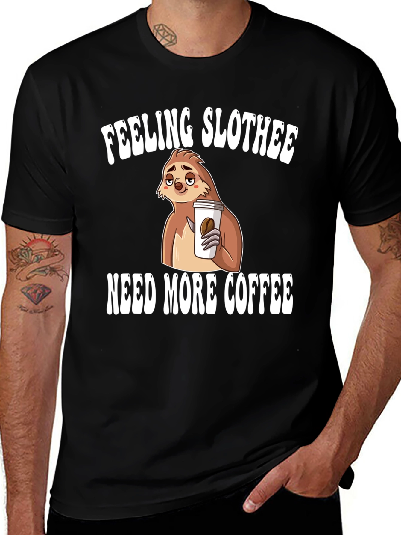 Feeling Slothee Coffee Graphic T-Shirt