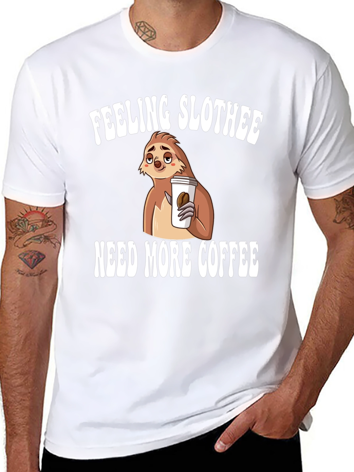 Feeling Slothee Coffee Graphic T-Shirt