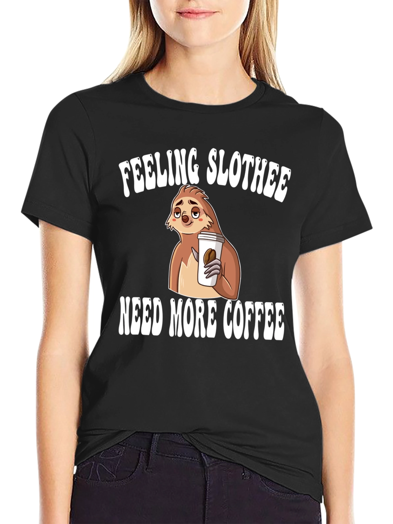 Feeling Slothee Coffee Graphic T-Shirt