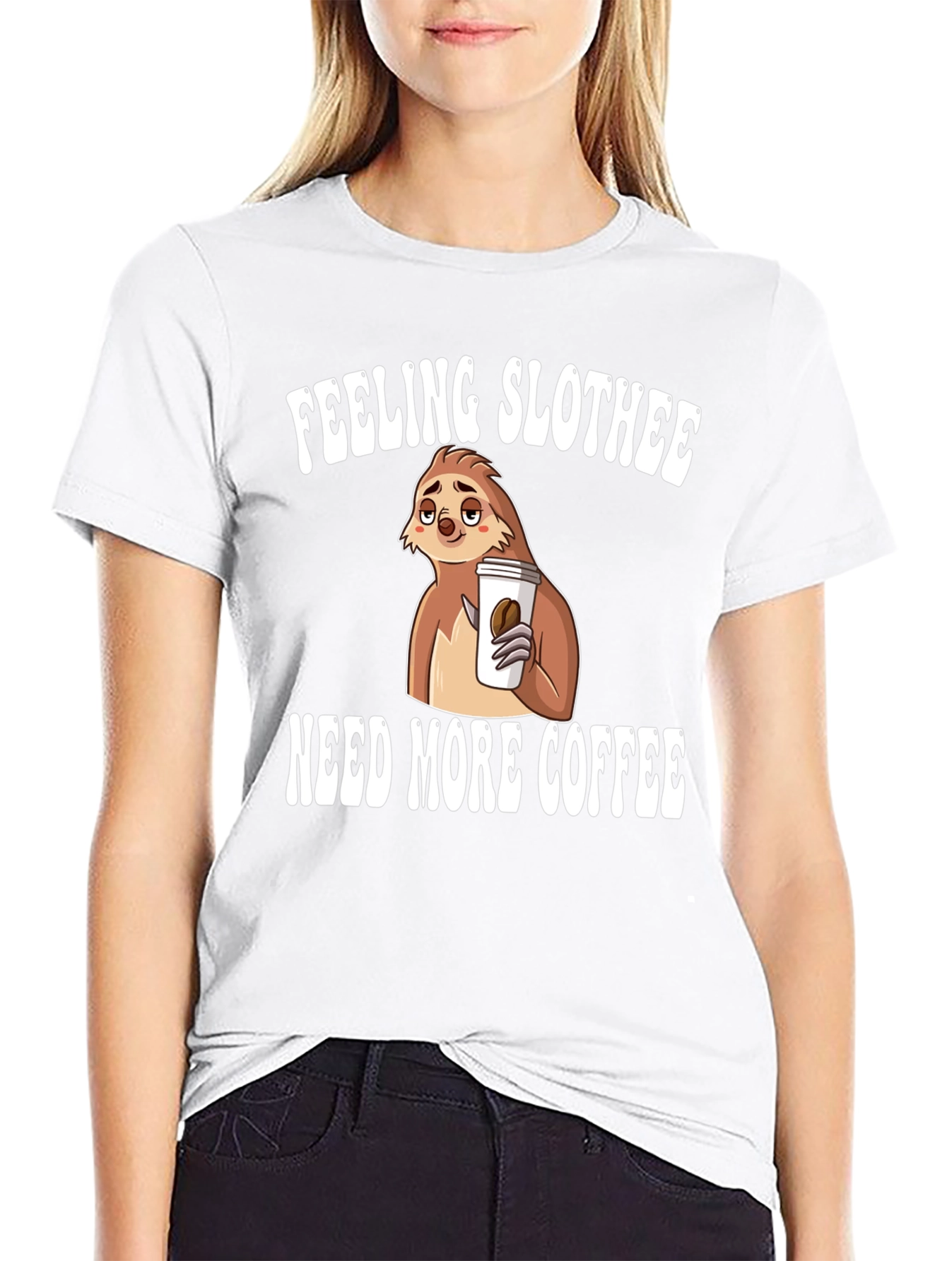 Feeling Slothee Coffee Graphic T-Shirt