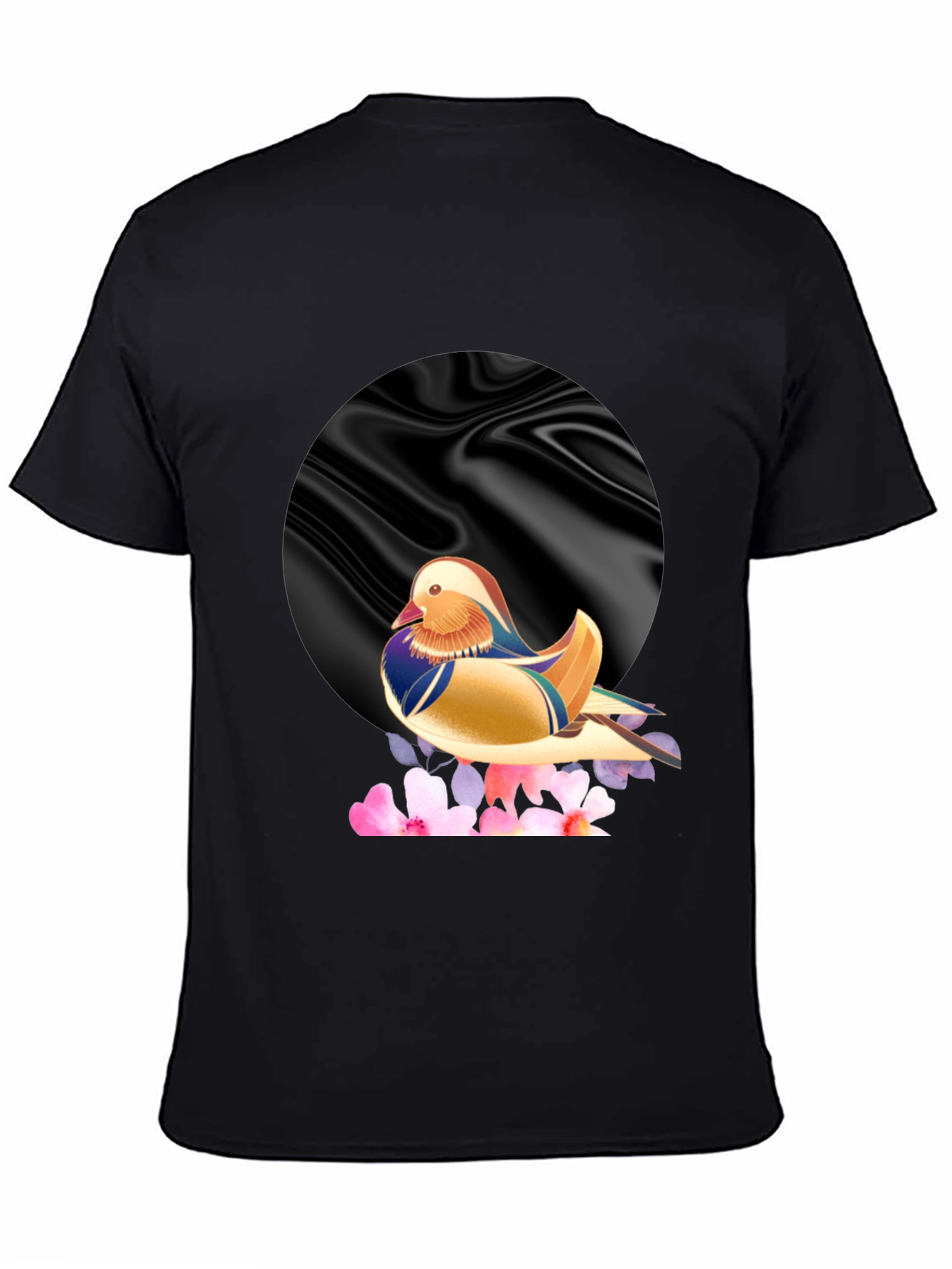 Mandarin Duck Graphic Tee - Stylish Mens Black T-Shirt