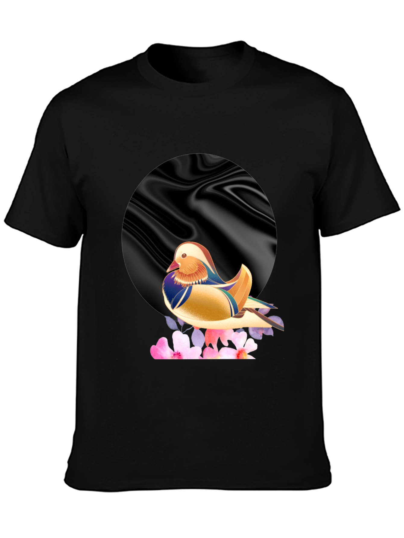Mandarin Duck Graphic Tee - Stylish Mens Black T-Shirt