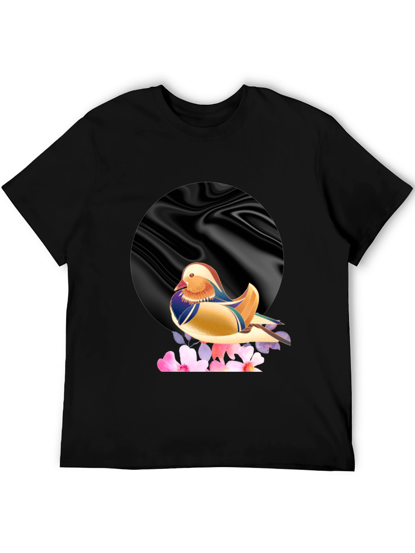 Mandarin Duck Graphic Tee - Stylish Mens Black T-Shirt