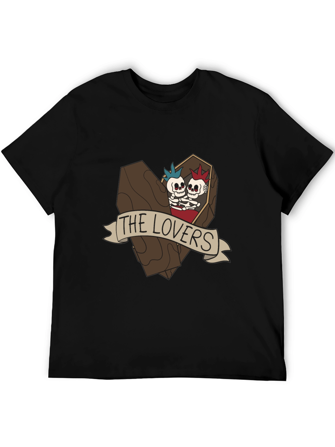 The Lovers Skeleton Graphic Tee - Black Cotton T-Shirt