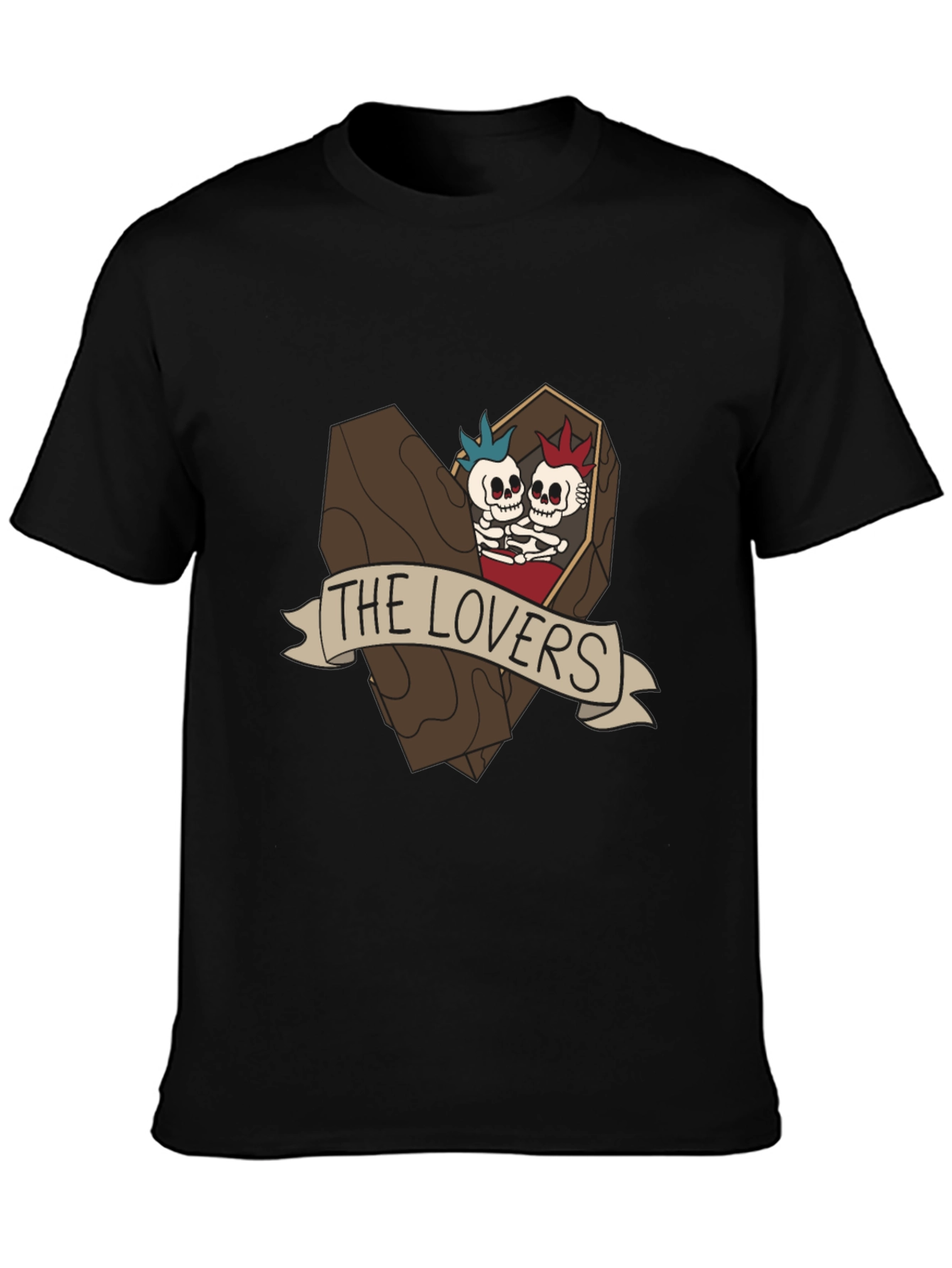 The Lovers Skeleton Graphic Tee - Black Cotton T-Shirt