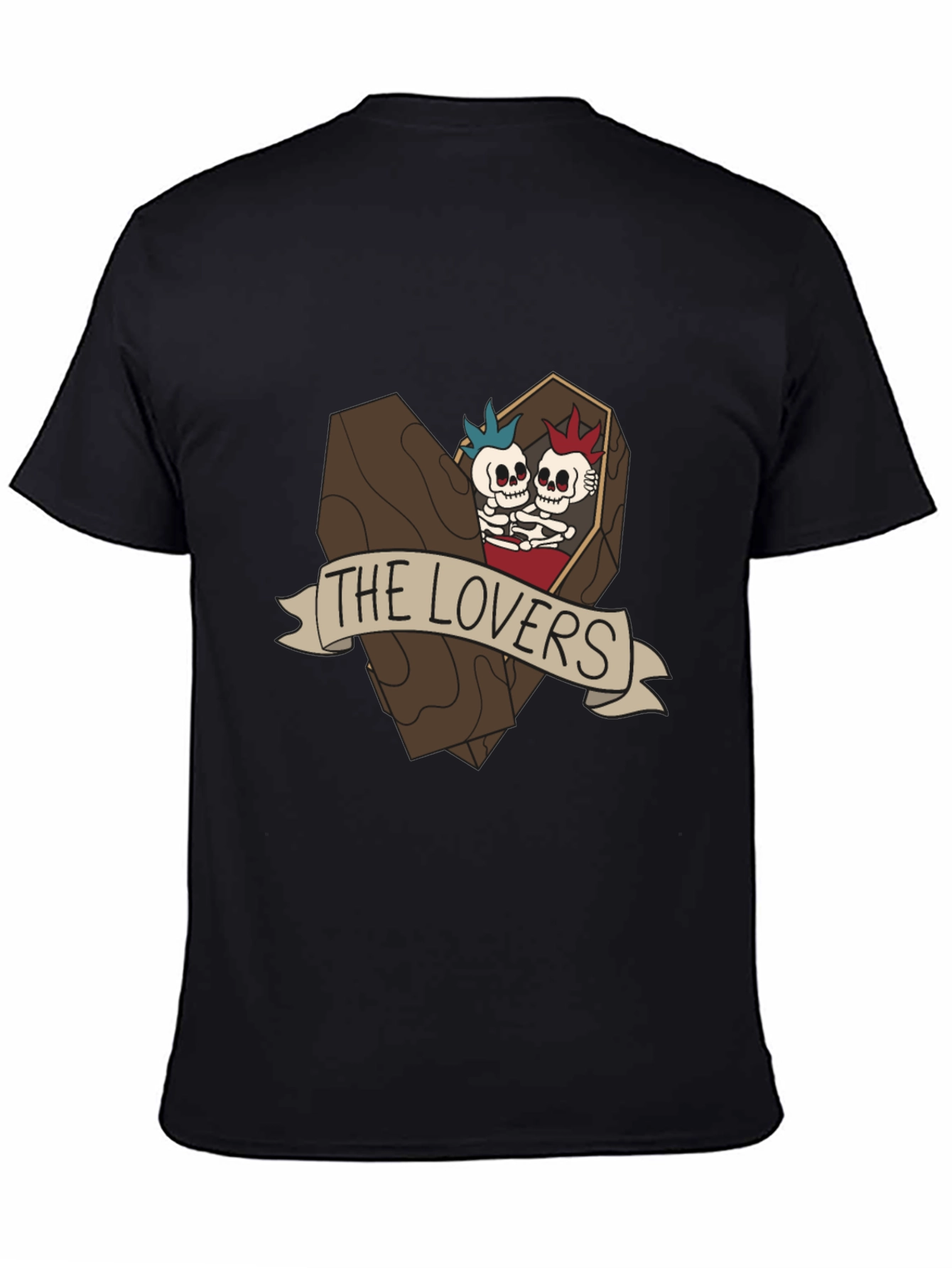 The Lovers Skeleton Graphic Tee - Black Cotton T-Shirt