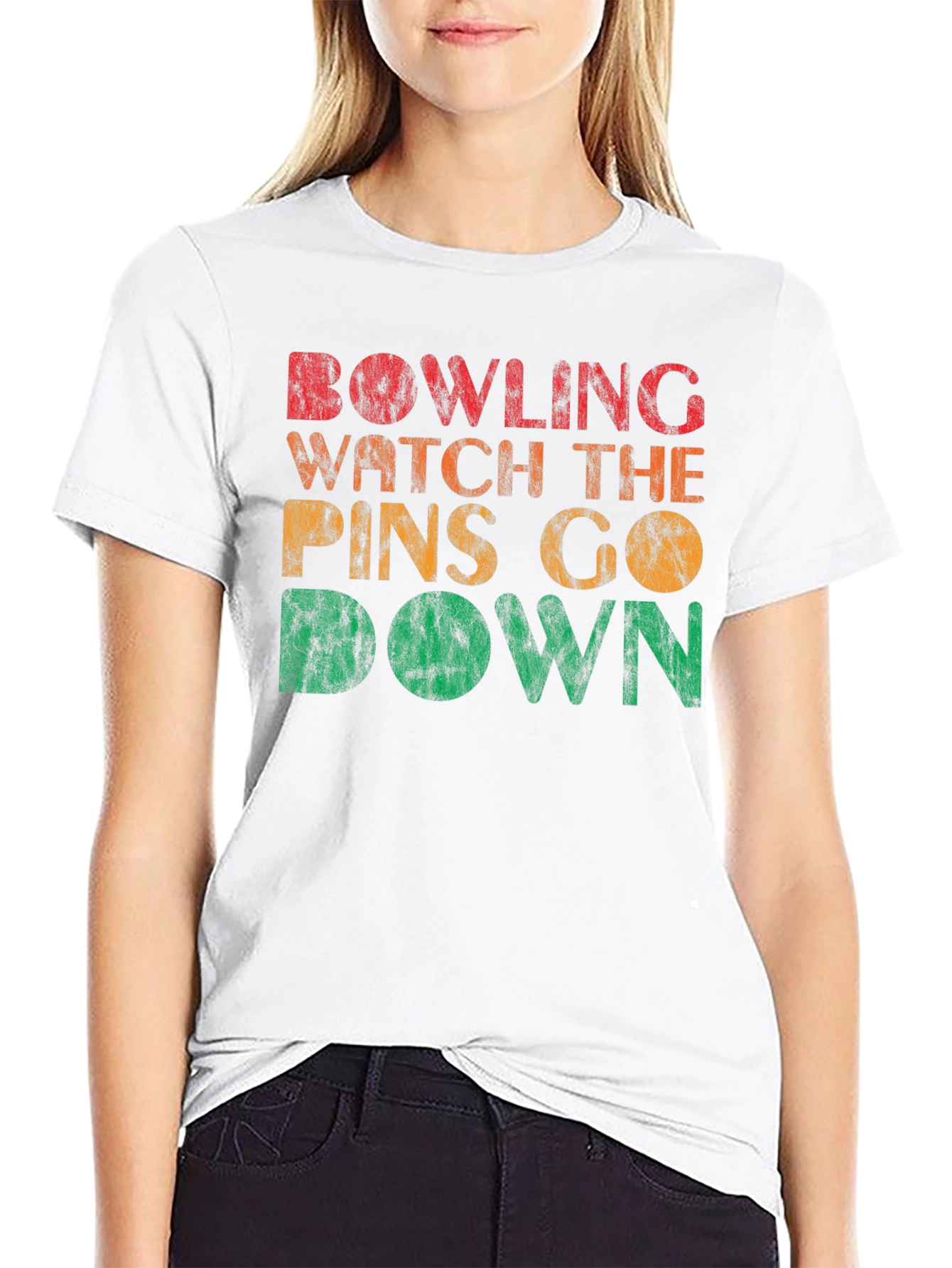 Bowling Watch The Pins Go Down Graphic Tee