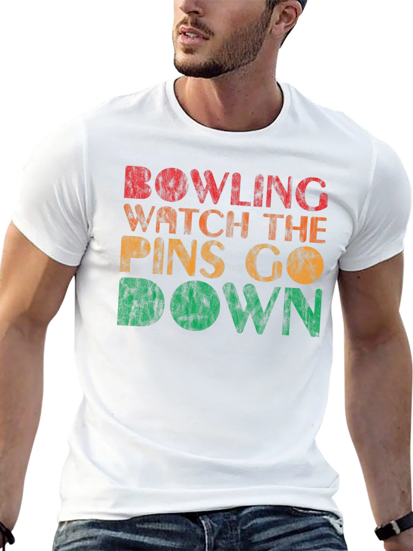 Bowling Watch The Pins Go Down Graphic Tee