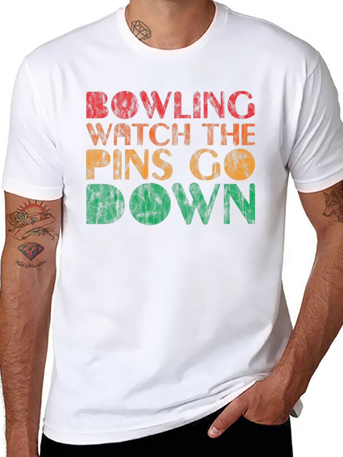 Bowling Watch The Pins Go Down Graphic Tee