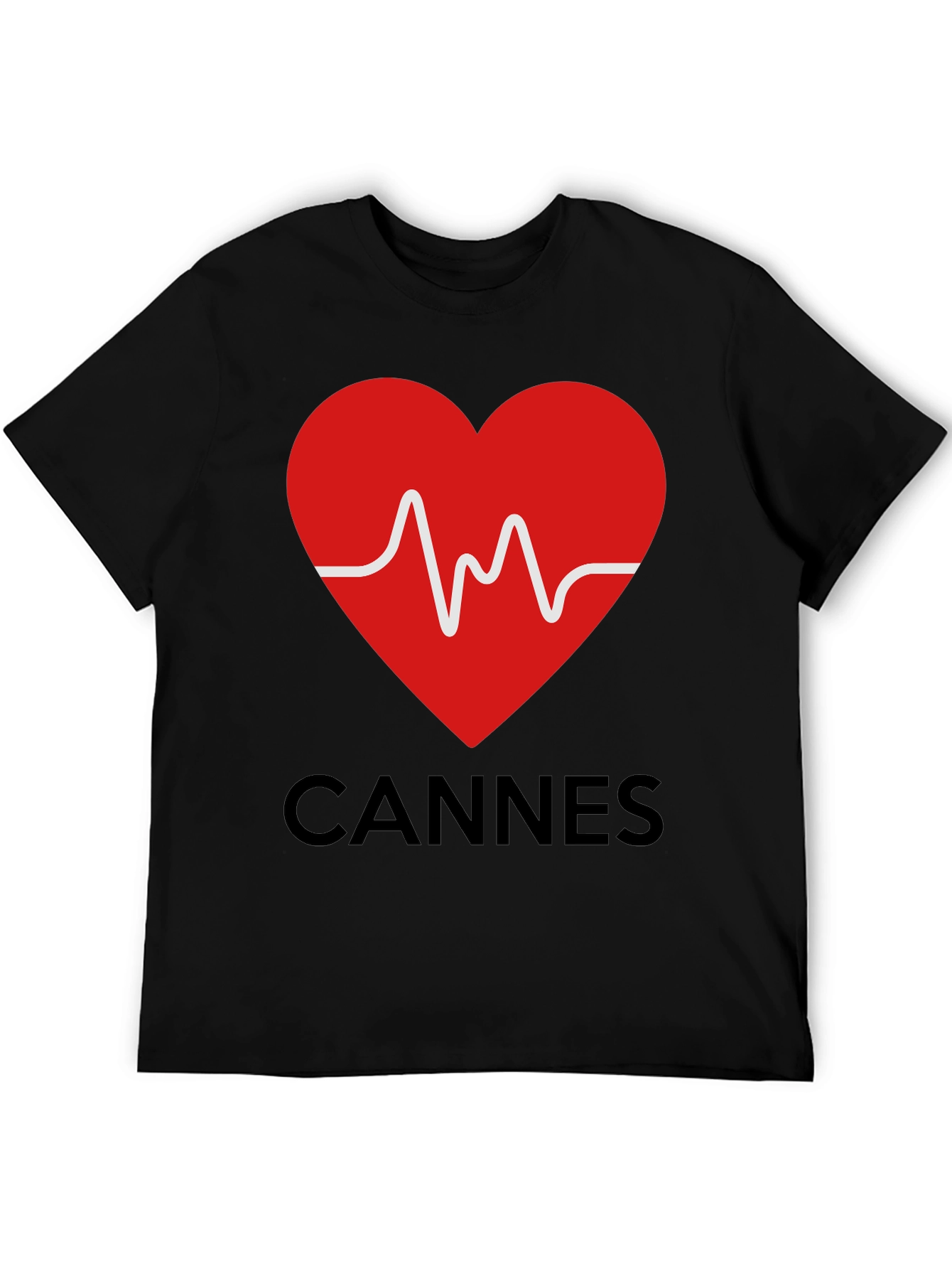 Cannes Heartbeat Graphic Tee - Stylish Black T-Shirt