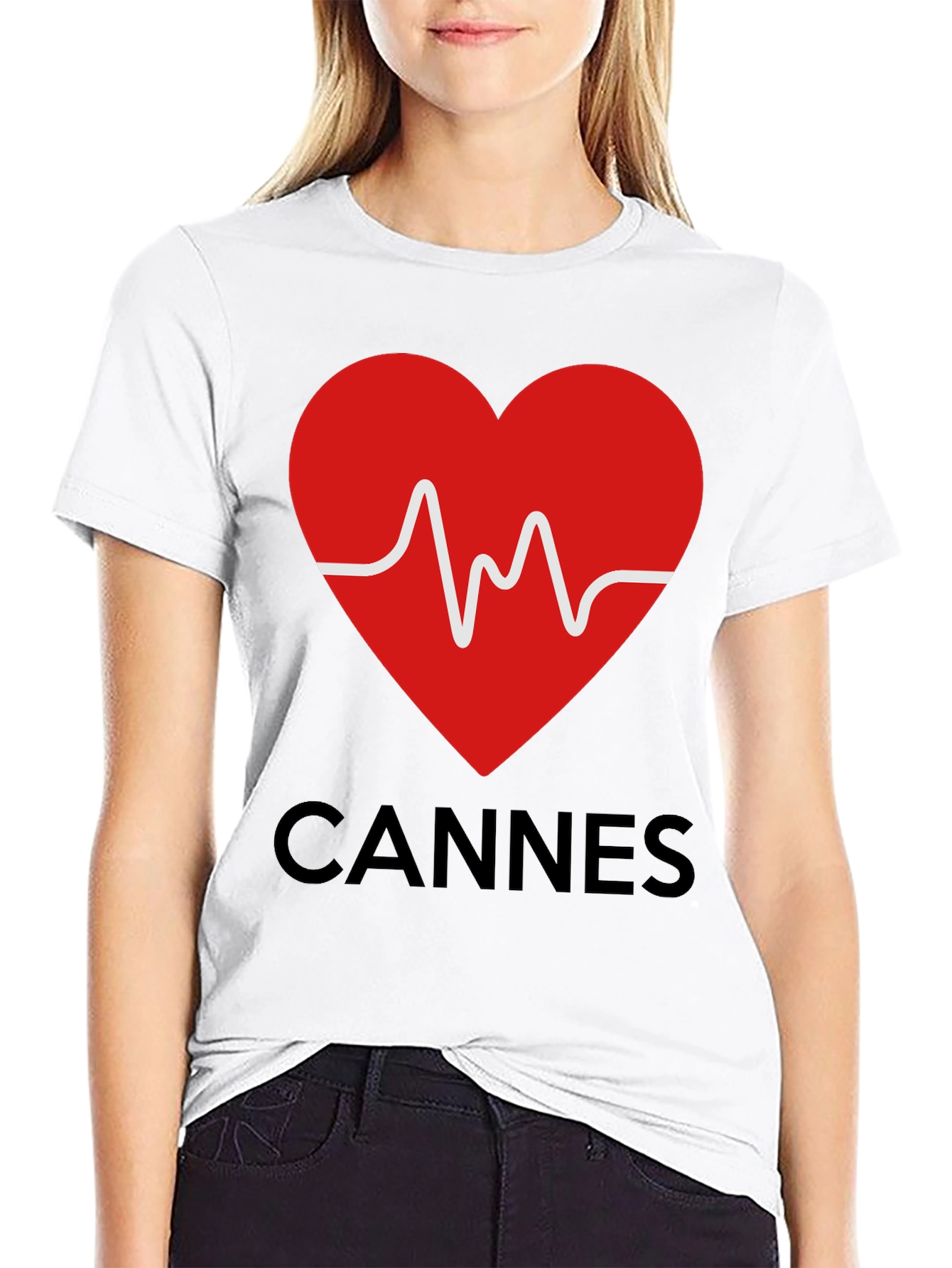 Cannes Heartbeat Graphic Tee - Stylish Black T-Shirt